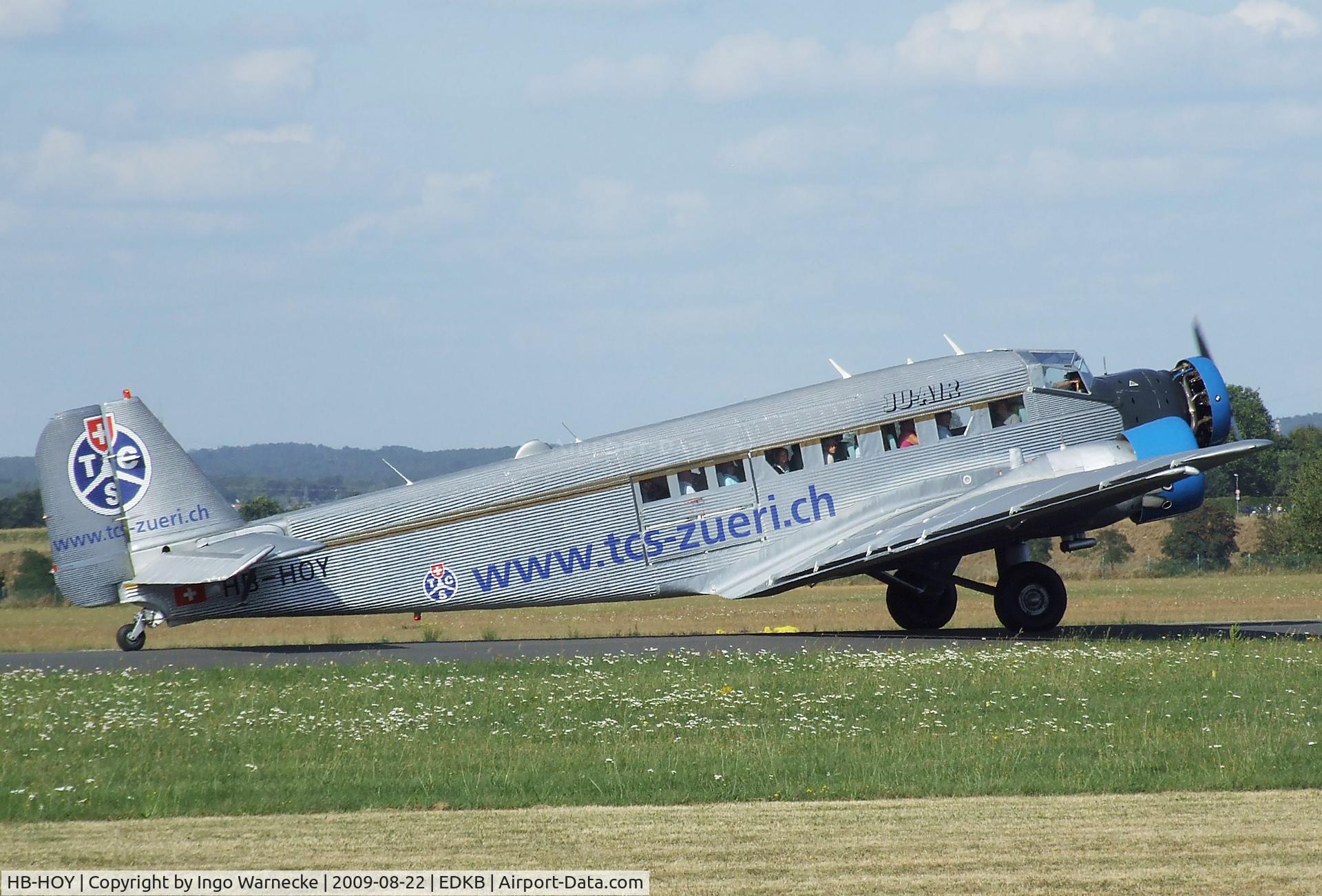 HB-HOY, 1949 Junkers (CASA) 352A-3 (Ju-52) C/N 96, CASA 352 A-3 (license built Junkers Ju 52/3m) of JuAir at the Bonn-Hangelar centennial jubilee airshow