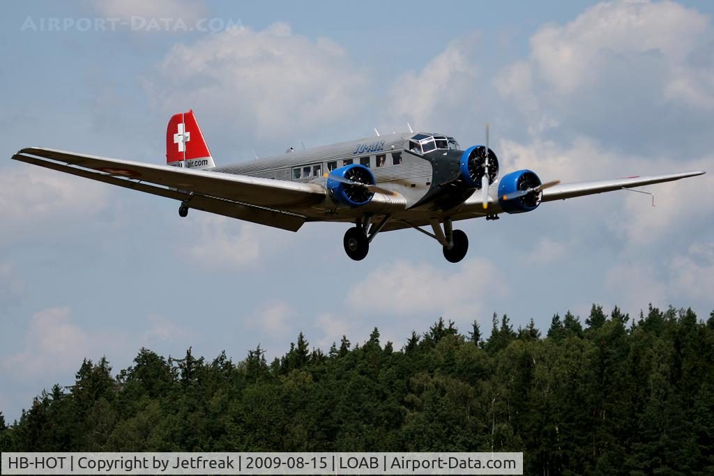 HB-HOT, 1939 Junkers Ju-52/3m g4e C/N 6595, 1939 Junkers Flugzeugbau JU-52/3m g4e, c/n: 6595 at Dobersberg Airshow 09