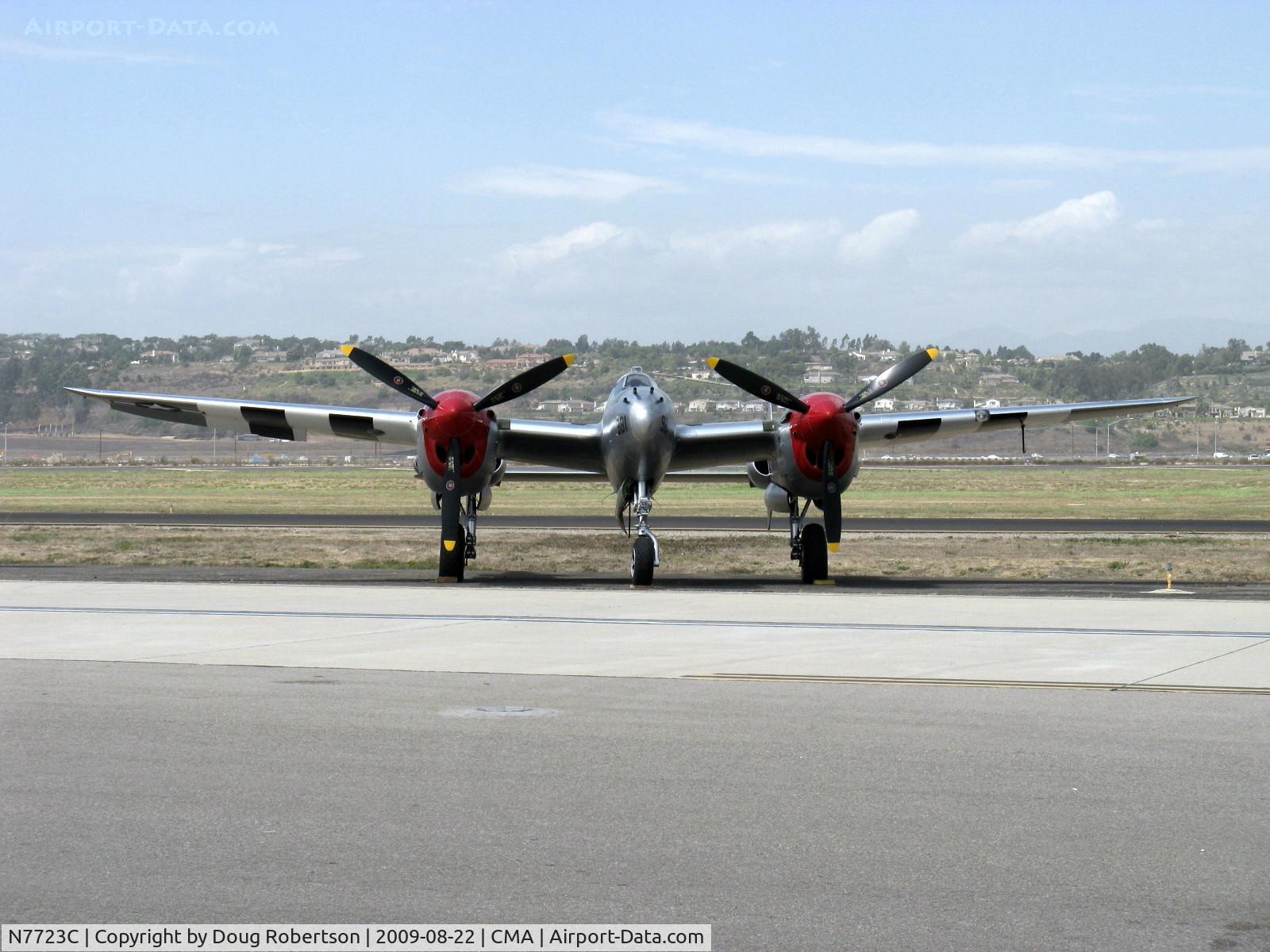 N7723C, 1944 Lockheed P-38L-5 Lightning C/N 7985, 1944 Lockheed P-38L LIGHTNING, two Allison V1710-111/113 1,475 Hp each. Combat rating 1,600 Hp each at 26,500'. Counter-rotating props