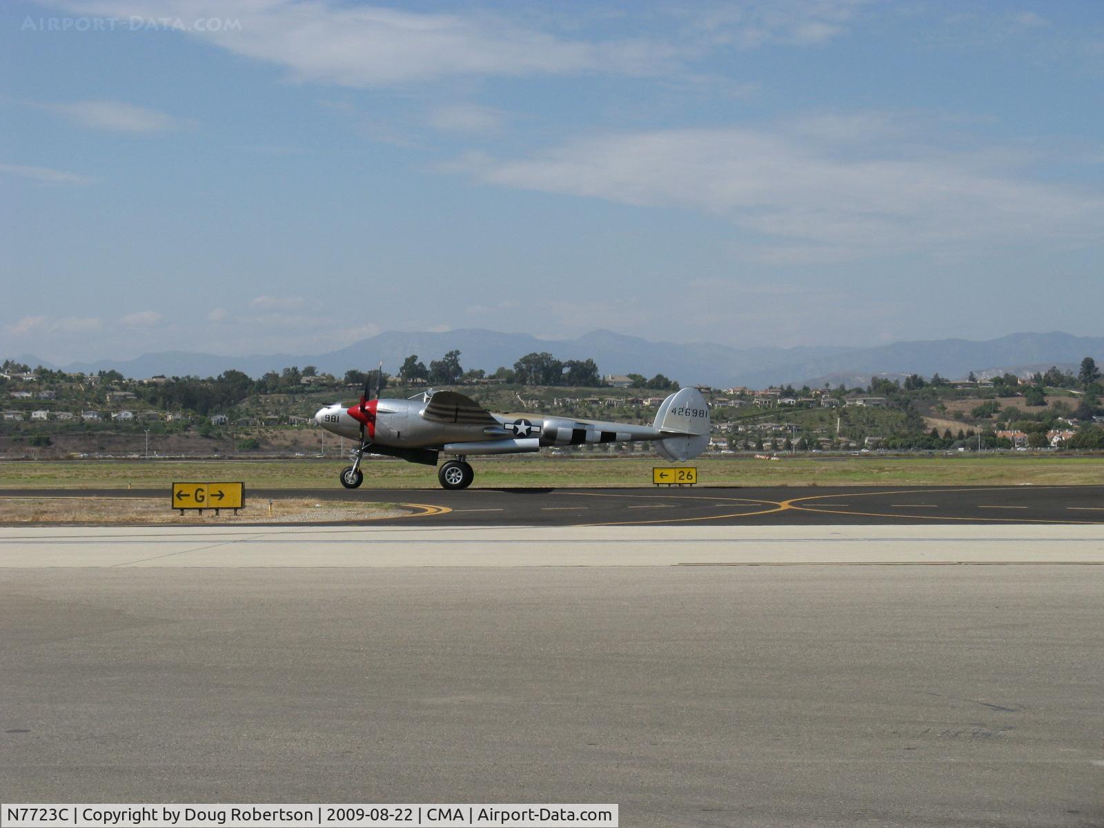 N7723C, 1944 Lockheed P-38L-5 Lightning C/N 7985, 1944 Lockheed P-38L LIGHTNING, two Allison V1710-111/113 1,475 Hp each. Combat rating 1,600 Hp each at 26,500', Taxi