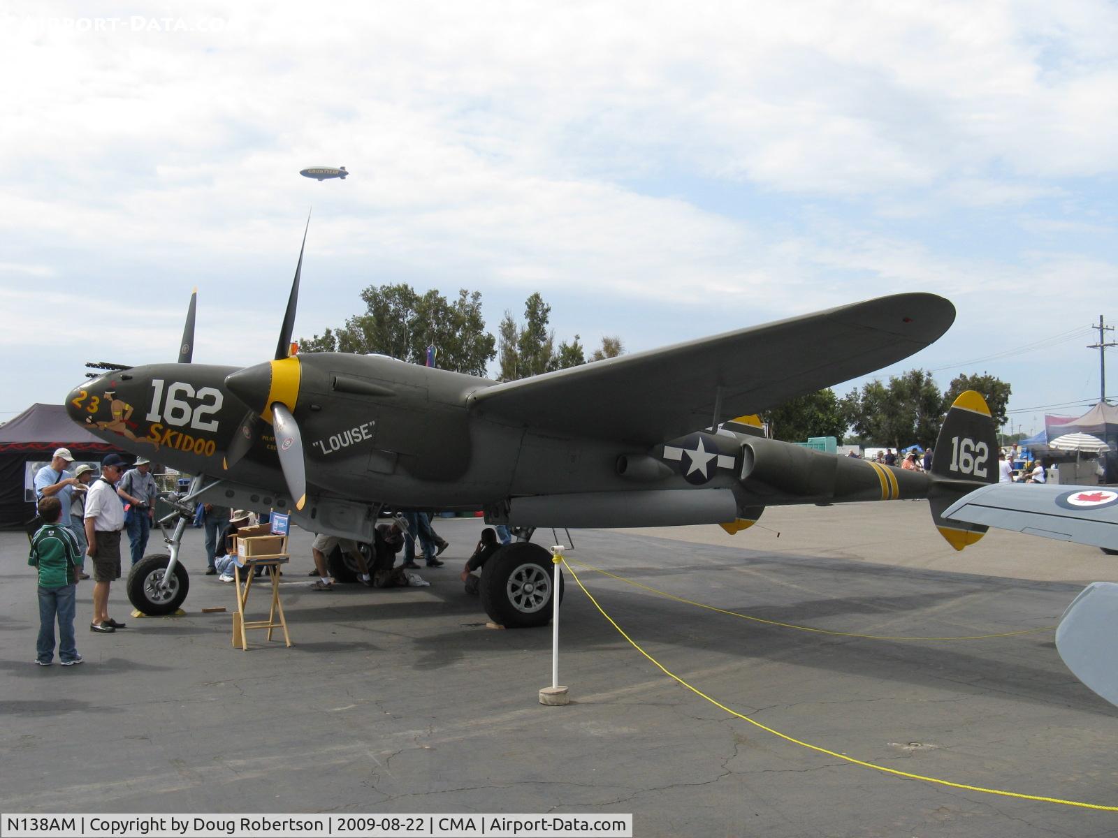 N138AM, 1943 Lockheed P-38J Lightning C/N 44-23314, 1943 Lockheed P-38J LIGHTNING '23 Skidoo', two Allison V1710-89/91 1,425 Hp each. Counter-rotating props.