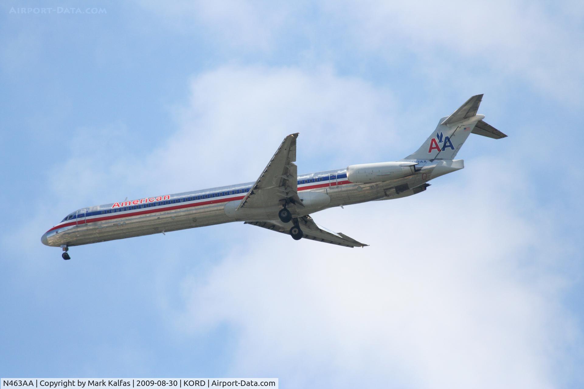 N463AA, 1988 McDonnell Douglas MD-82 (DC-9-82) C/N 49593, American Airlines McDonnell Douglas DC-9-82(MD-82), N463AA on approach RWY 4R KORD