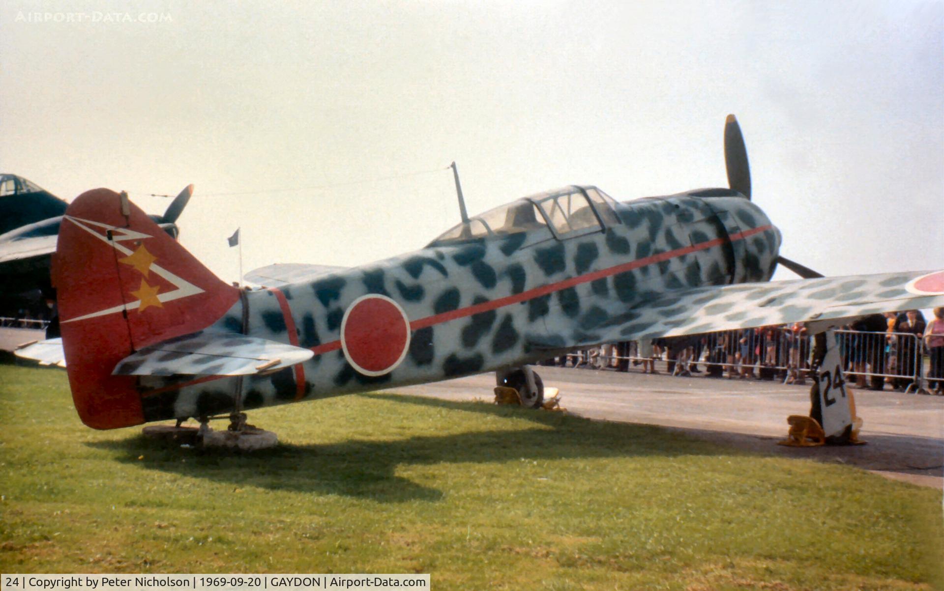 24, 1944 Kawasaki Ki 100-1B C/N 16336, Kawasaki Type 5 on display at the 1969 Battle of Britain Airshow at RAF Gaydon.
