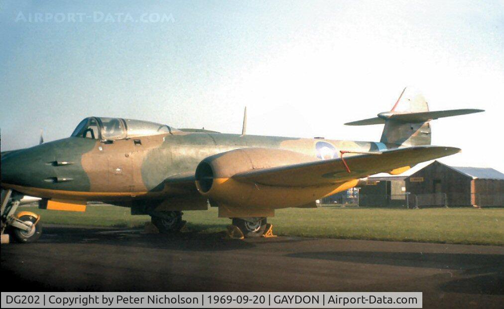 DG202, Gloster Meteor F.9/40 C/N Not found DG202, Meteor prototype on display at the 1969 Battle of Britain Airshow at RAF Gaydon.