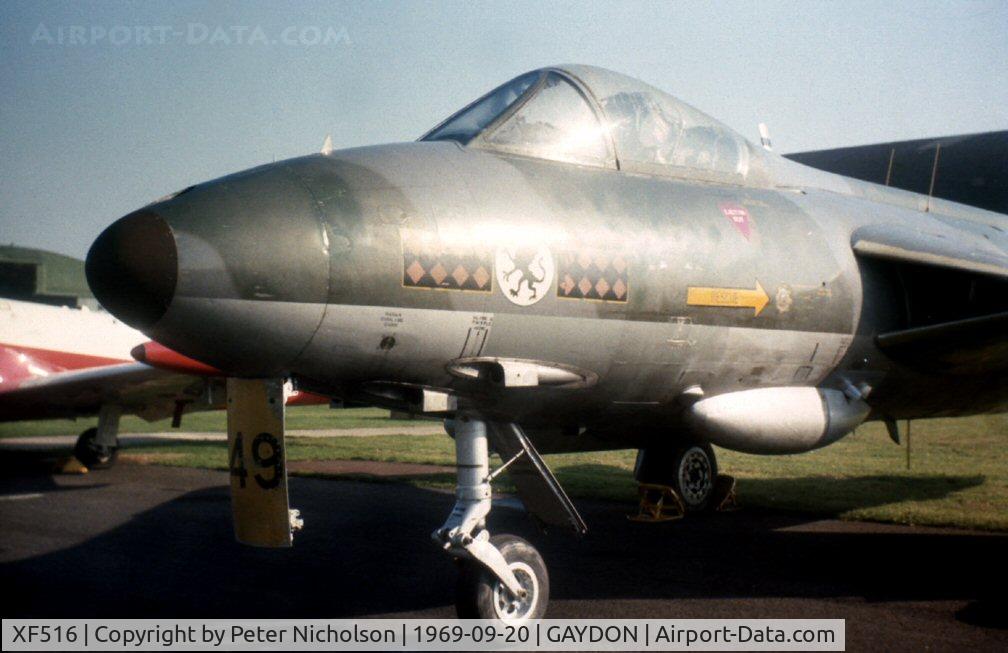 XF516, 1956 Hawker Hunter F.6A C/N S4/U/3362, Hunter F.6 of 234 Squadron on display at the 1969 Battle of Britain Airshow at RAF Gaydon.