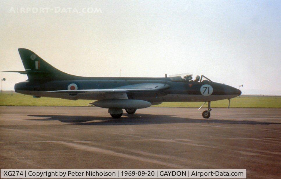 XG274, 1956 Hawker Hunter F.6 C/N 41H/680075, Hunter F.6 of 4 Flying Training School on display at the 1969 Battle of Britain Airshow at RAF Gaydon.