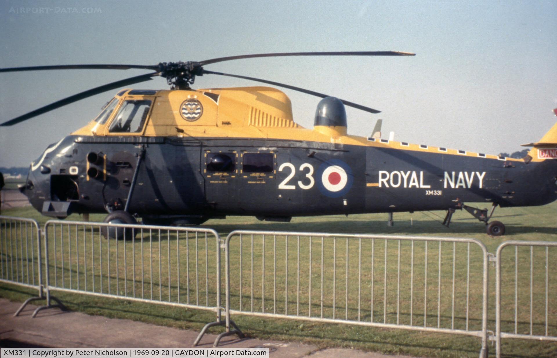 XM331, 1961 Westland Wessex HAS.3 C/N WA12, Wessex HAS.3 on display at the 1969 Battle of Britain Airshow at RAF Gaydon.