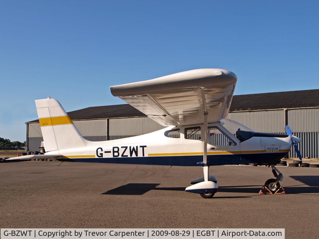 G-BZWT, 2001 Tecnam P-92EA Echo C/N PFA 318-13681, outside the Mike Allen hangar at Turweston