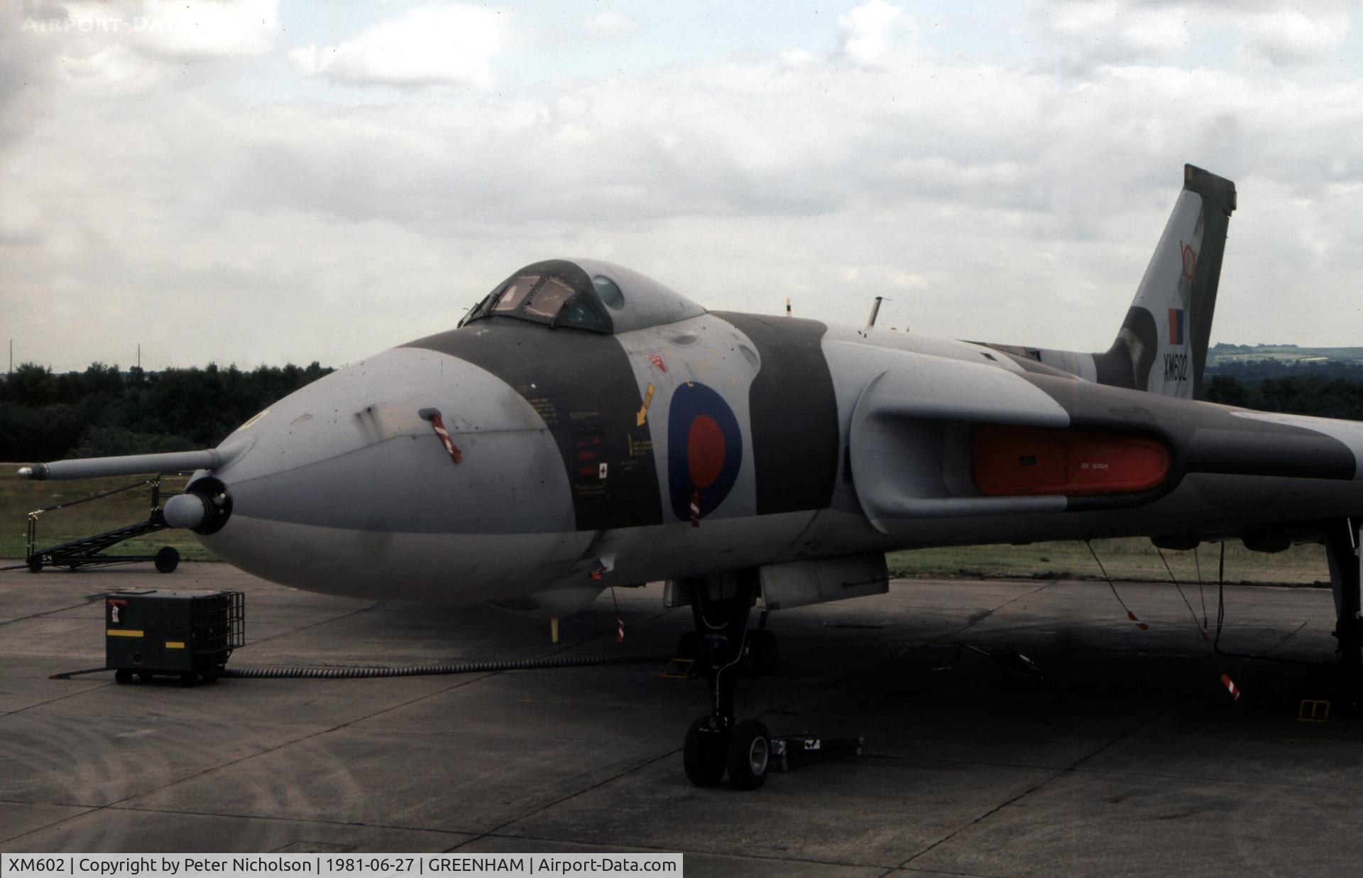 XM602, 1963 Avro Vulcan B.2 C/N Set 66, Vulcan B.2 of 101 Squadron on display at the 1981 Intnl Air Tattoo at RAF Greenham Common.