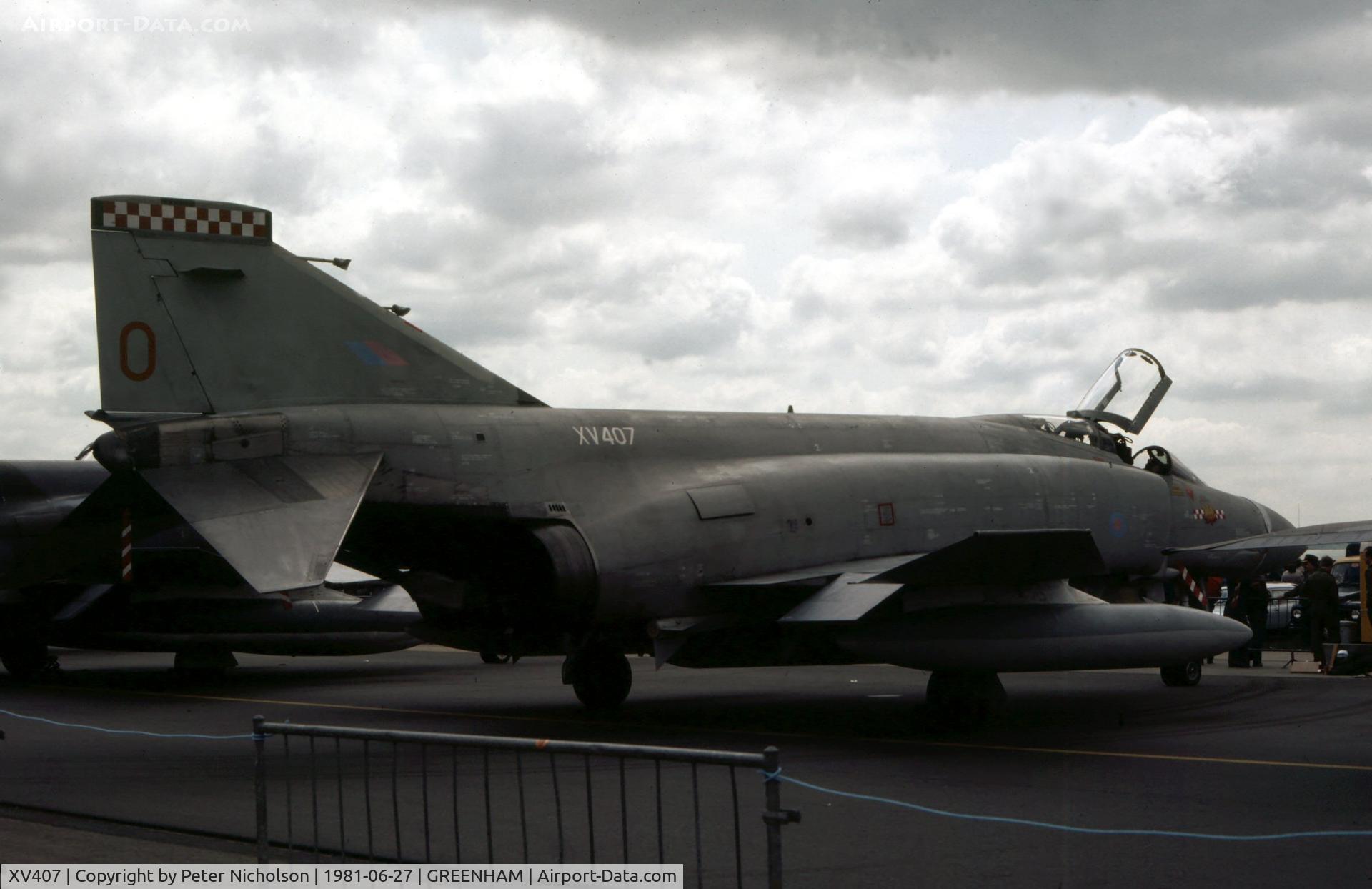 XV407, 1968 McDonnell Douglas Phantom FGR2 C/N 2937/9237, Phantom FGR.2 of 56 Squadron on display at the 1981 Intnl Air Tattoo at RAF Greenham Common.