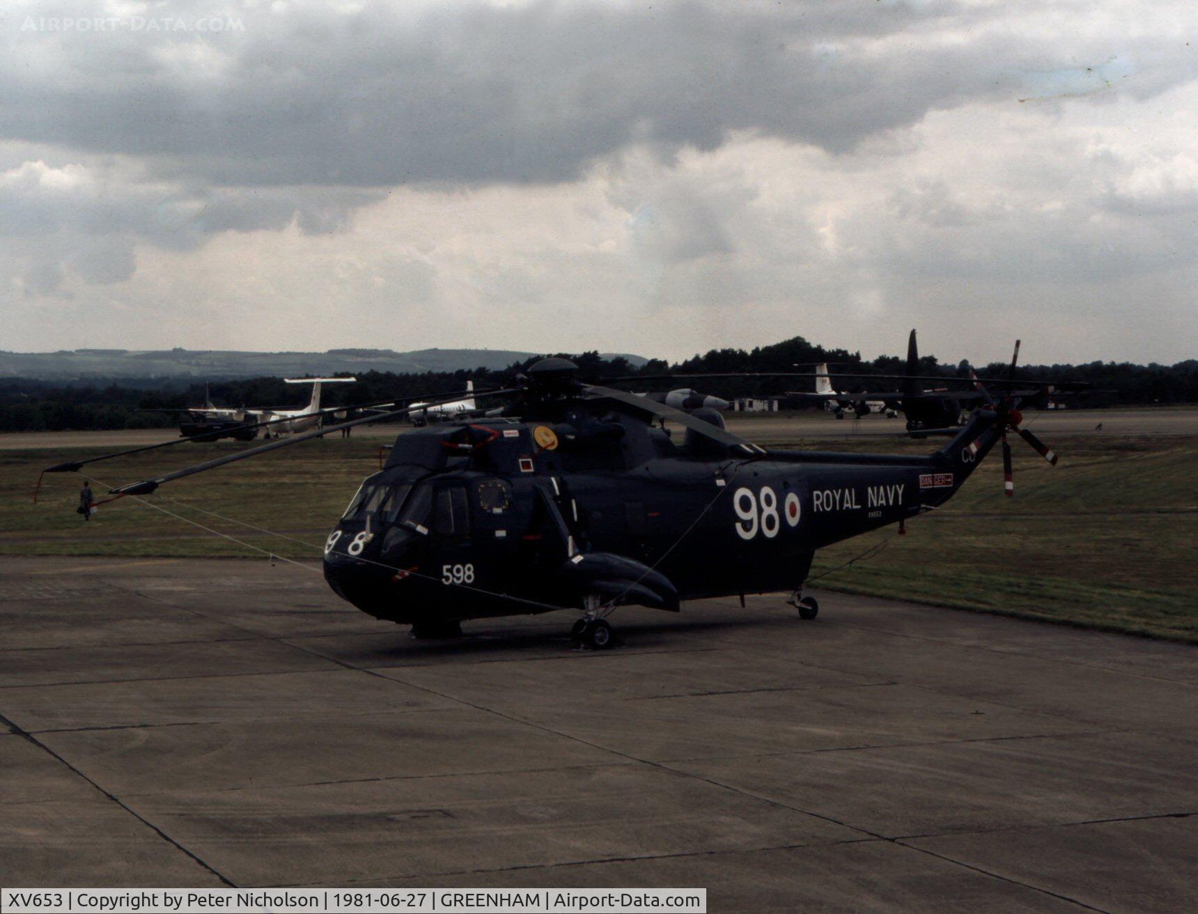 XV653, 1969 Westland Sea King HAS.2A C/N WA641, Sea King HAS.2A of 706 Squadron on display at the 1981 Intnl Air Tattoo at RAF Greenham Common.
