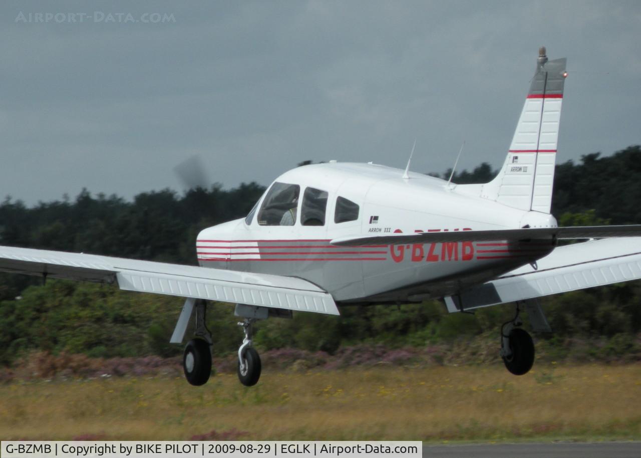 G-BZMB, 1978 Piper PA-28R-201 Cherokee Arrow III C/N 28R-7837144, ABOUT TO TOUCH DOWN RWY 25