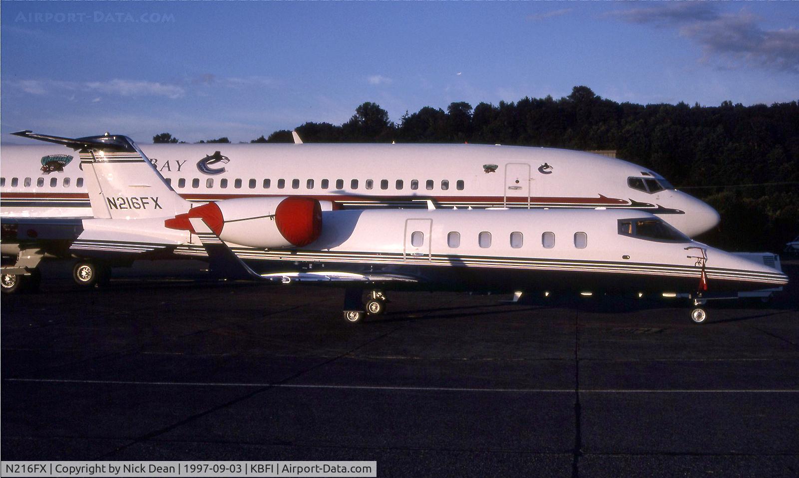 N216FX, 1997 Learjet 60 C/N 60-103, KBFI The Orca Bay 727 N7270B now broken up is in the bckground