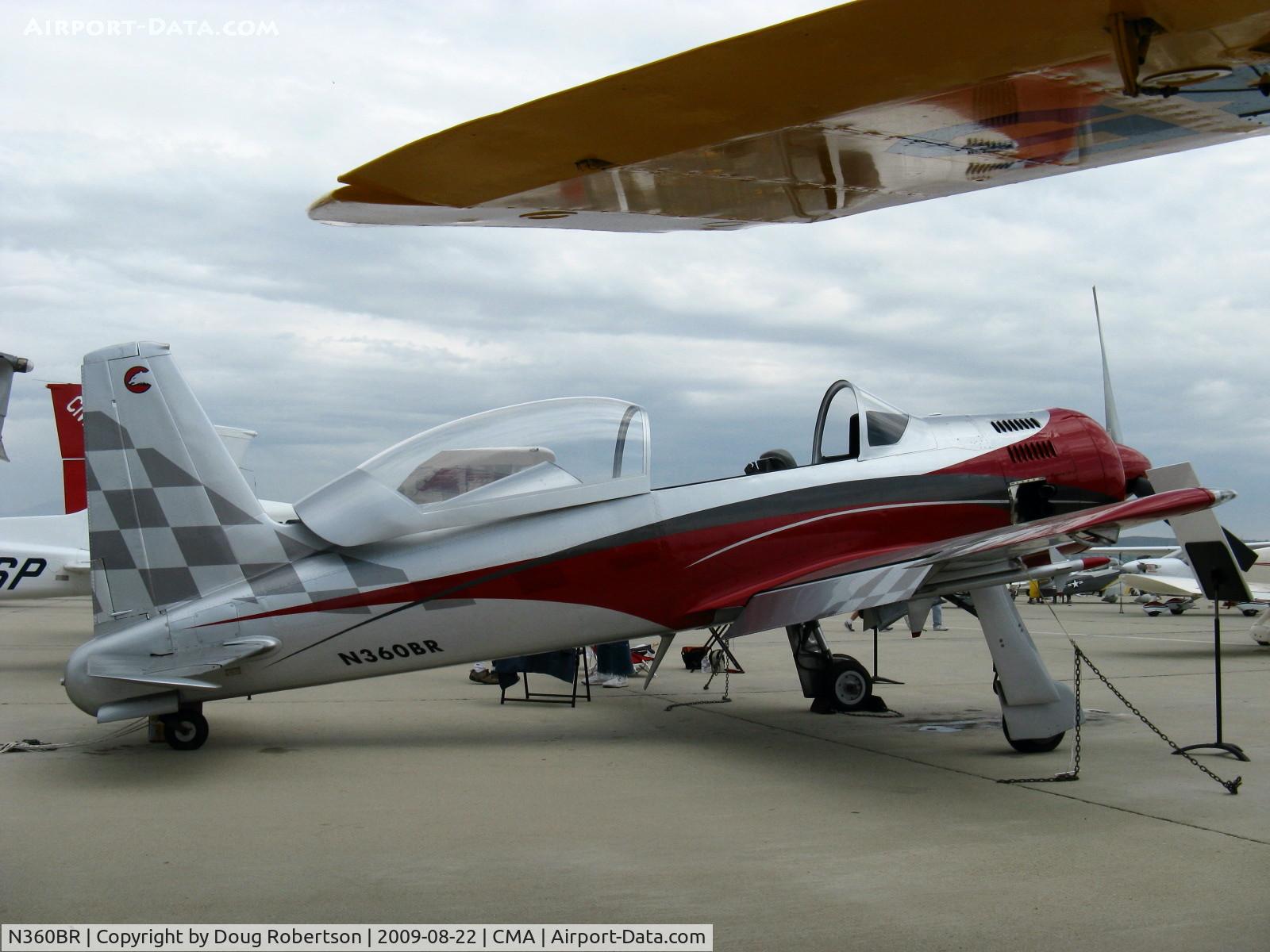 N360BR, 2000 Holm Skip Bear 360 C/N BR001, 2000 Holm BEAR 360, Vedeneev M-14P nine cylinder 360 Hp radial, rated +6-3 gs, FAR Part 23, owner is noted test pilot Skip Holm who has multiple wins in the Reno Air Races Gold Unlimited category flying #69 Jeannie, #84 Stilletto, #4 Dago Red, etc.