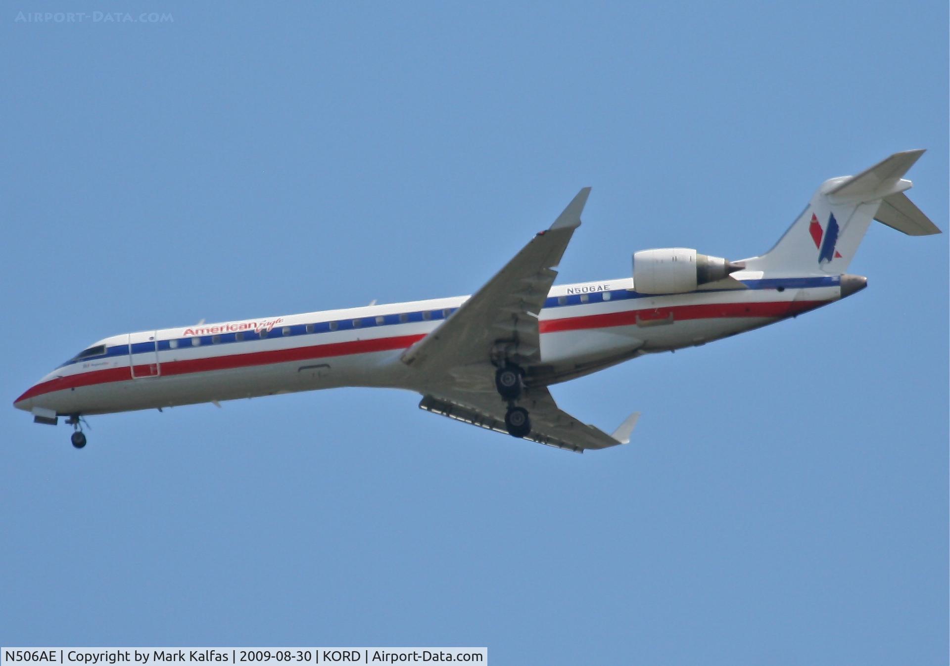N506AE, 2002 Bombardier CRJ-701ER (CL-600-2C10) Regional Jet C/N 10056, American Eagle Bombardier CL-600-2C10, N506AE, 4R approach KORD