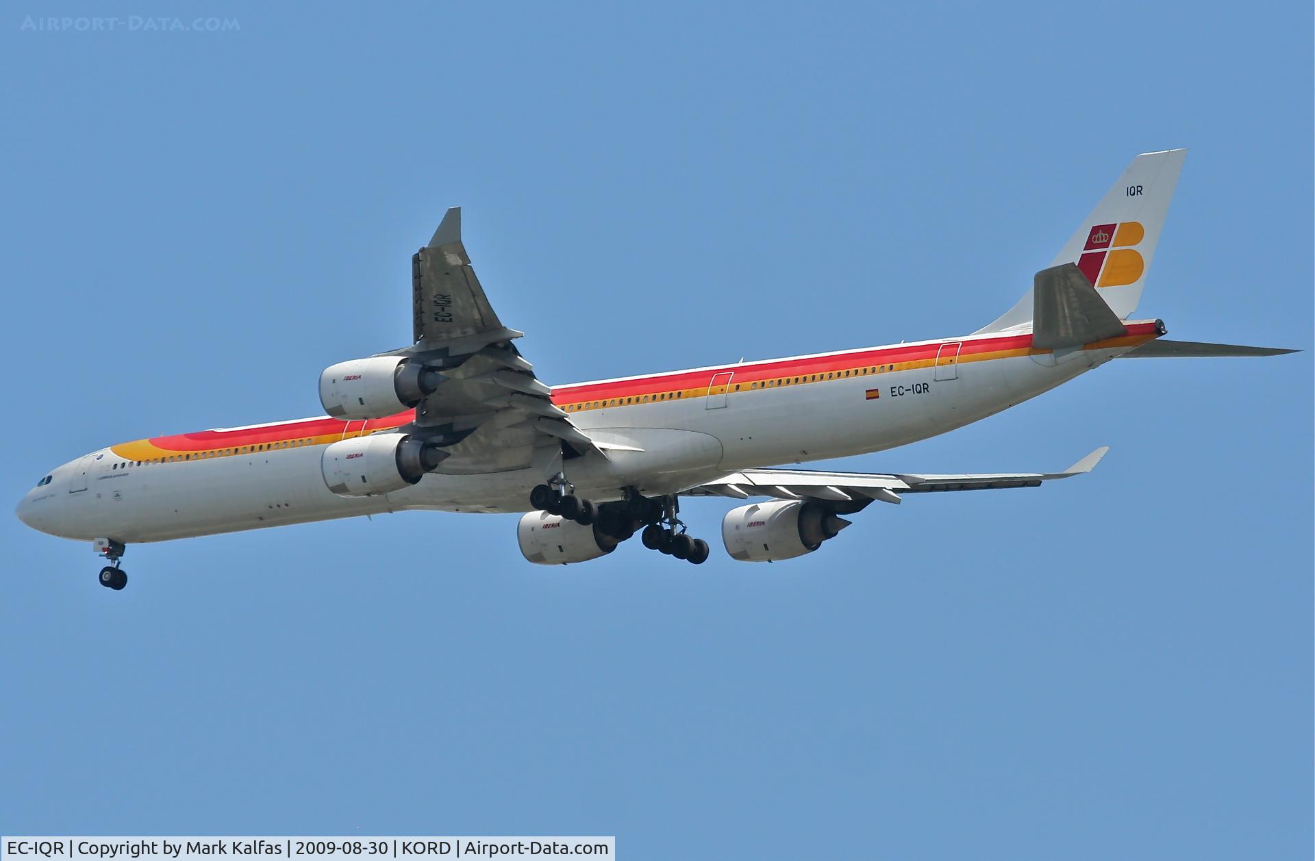 EC-IQR, 2002 Airbus A340-642 C/N 460, Iberia on the 4R approach KORD