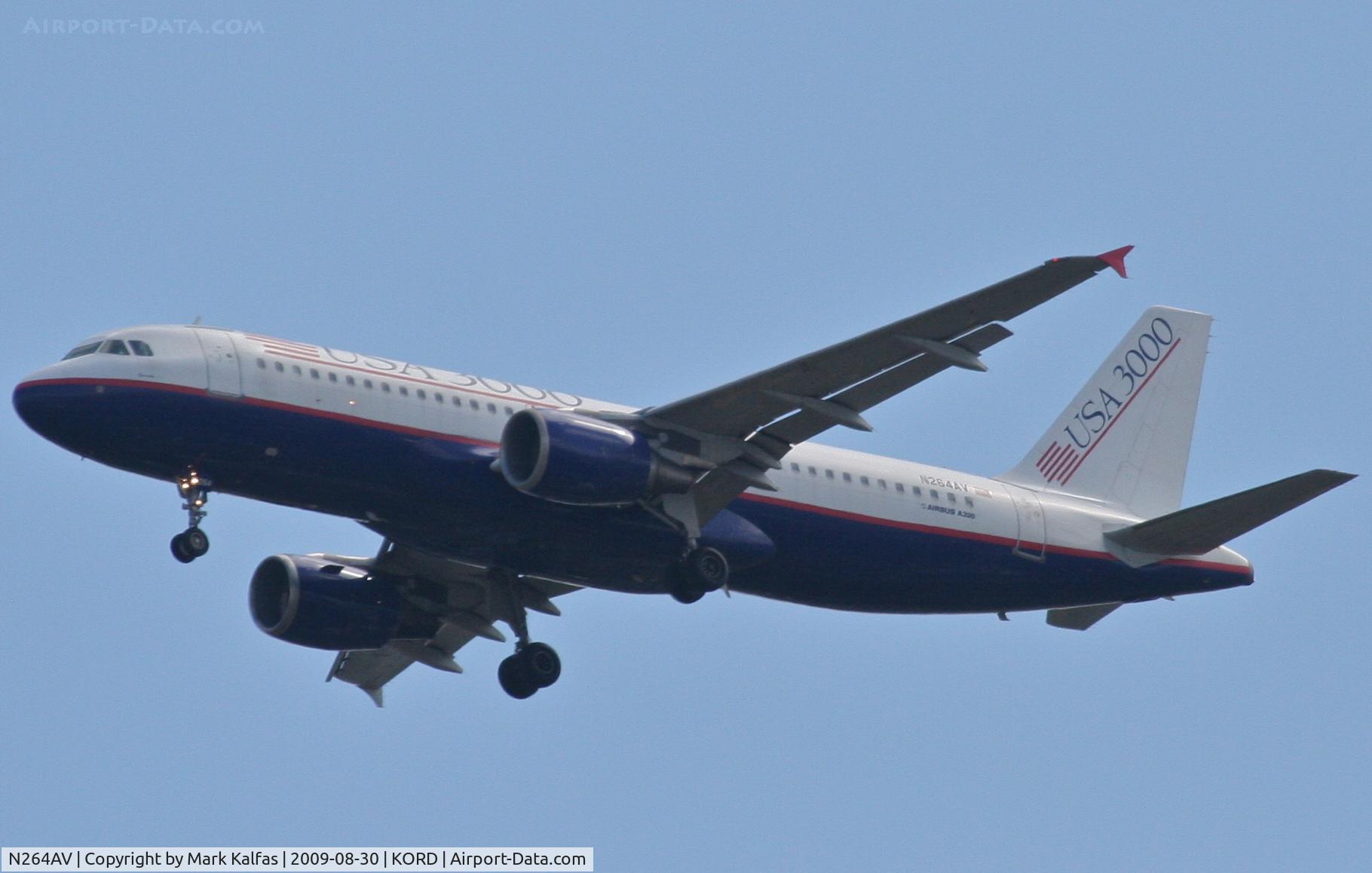 N264AV, 2002 Airbus A320-214 C/N 1867, USA3000 on approach 4R KORD