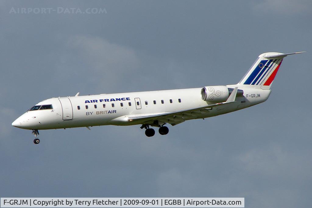 F-GRJM, 1998 Canadair CRJ-100ER (CL-600-2B19) C/N 7222, Brit Air / Air France CLRJ at Birmingham UK