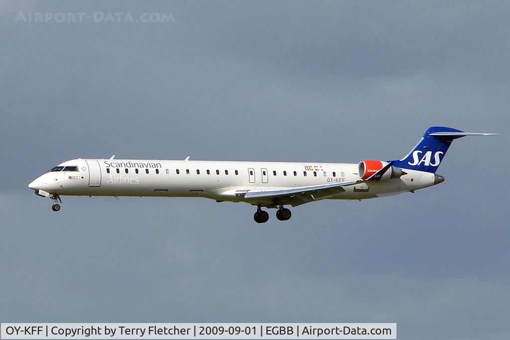 OY-KFF, 2009 Bombardier CRJ-900 (CL-600-2D24) C/N 15231, SAS CLRJ-900 arriving at Birmingham UK