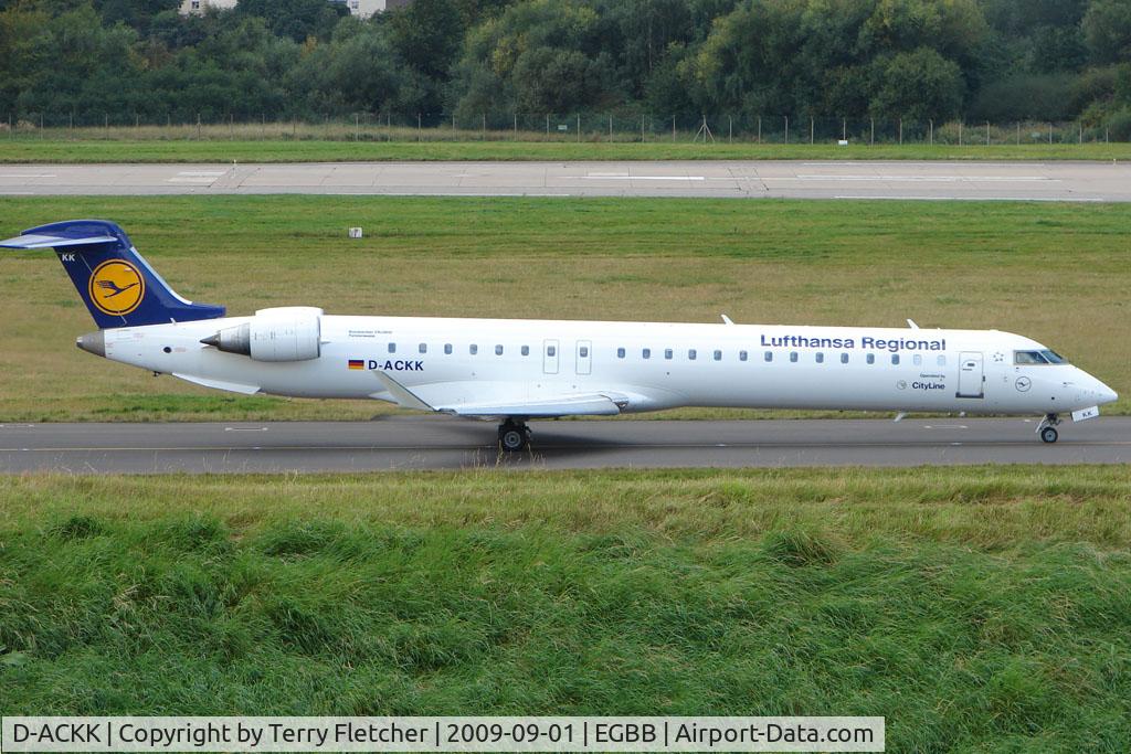 D-ACKK, 2006 Bombardier CRJ-900LR (CL-600-2D24) C/N 15094, Lufthansa CRJ-900 about to depart from Birmingham UK