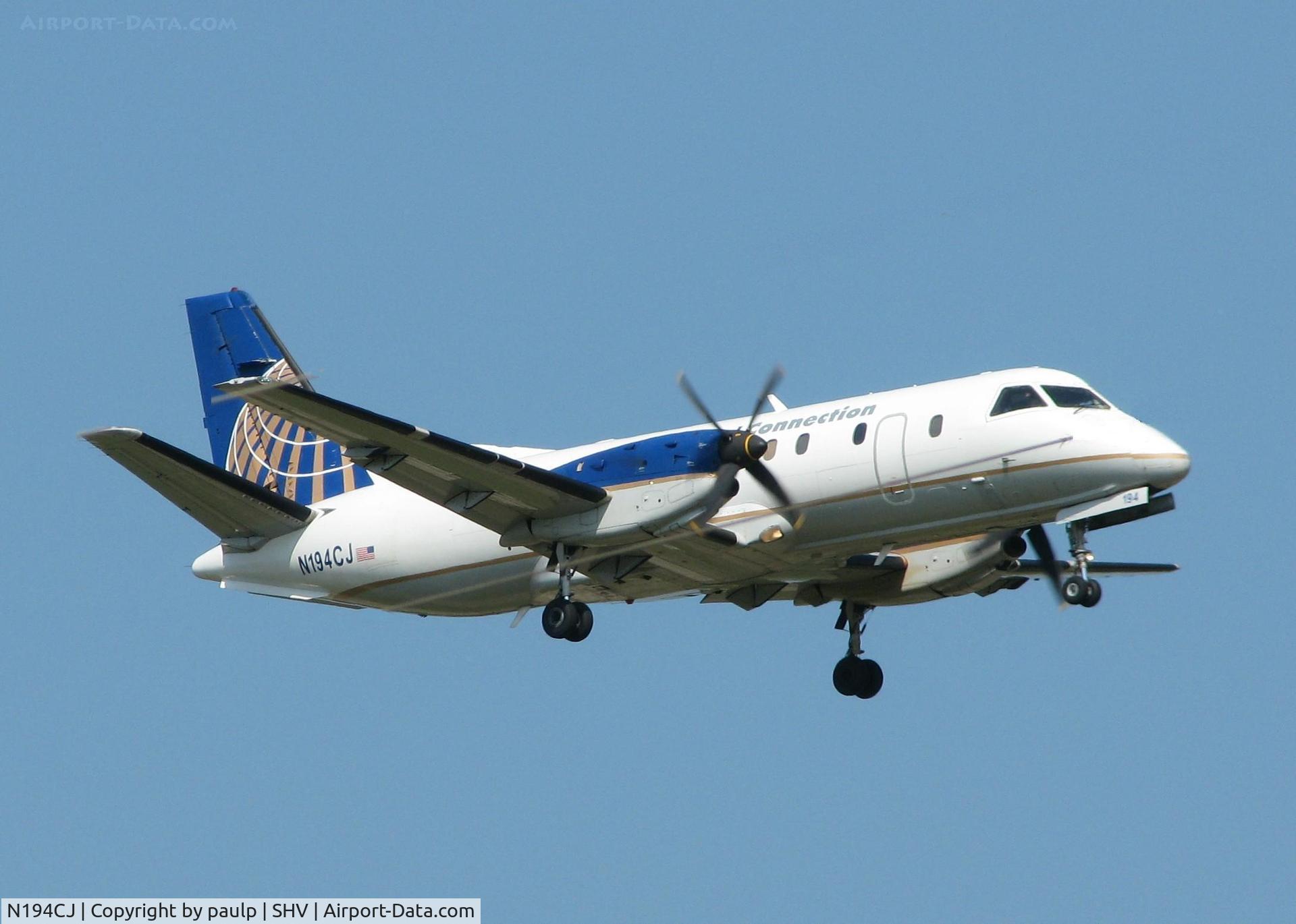 N194CJ, 1990 Saab 340B C/N 340B-194, Landing on runway 5 at the Shreveport Regional airport.
