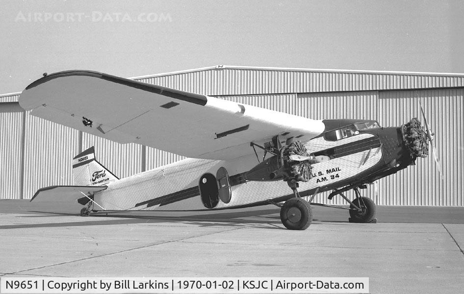 N9651, 1929 Ford 5-AT-B Tri-Motor C/N 34, Just overhauled and painted by owner Irv Perch, San Jose Jan 2, 1970.