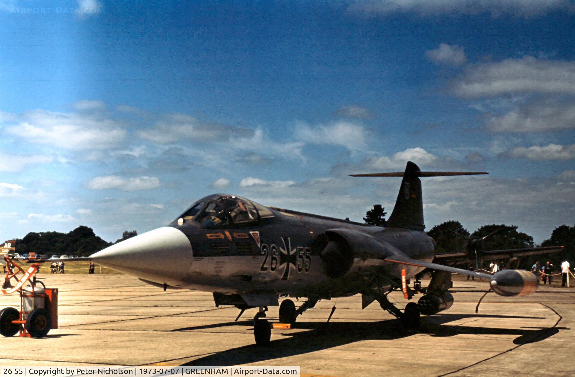 26 55, Lockheed F-104G Starfighter C/N 683-7401, F-104G Starfighter of MFG-2 at the 1973 Intnl Air Tattoo at RAF Greenham Common.