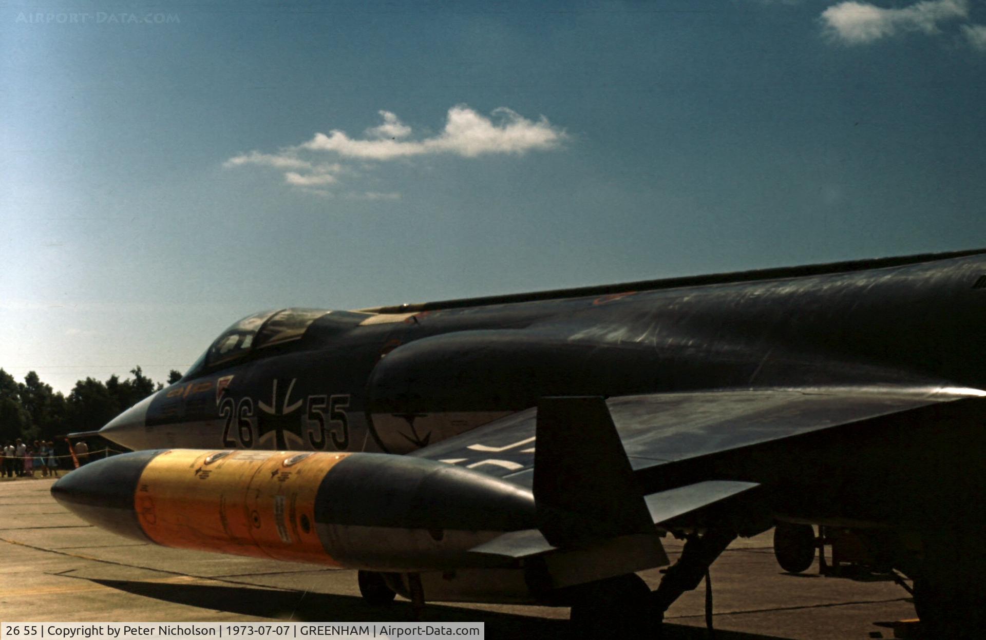 26 55, Lockheed F-104G Starfighter C/N 683-7401, Another view of the MFG-2 Starfighter in the static display at the 1973 Intnl Air Tattoo at RAF Greenham Common.