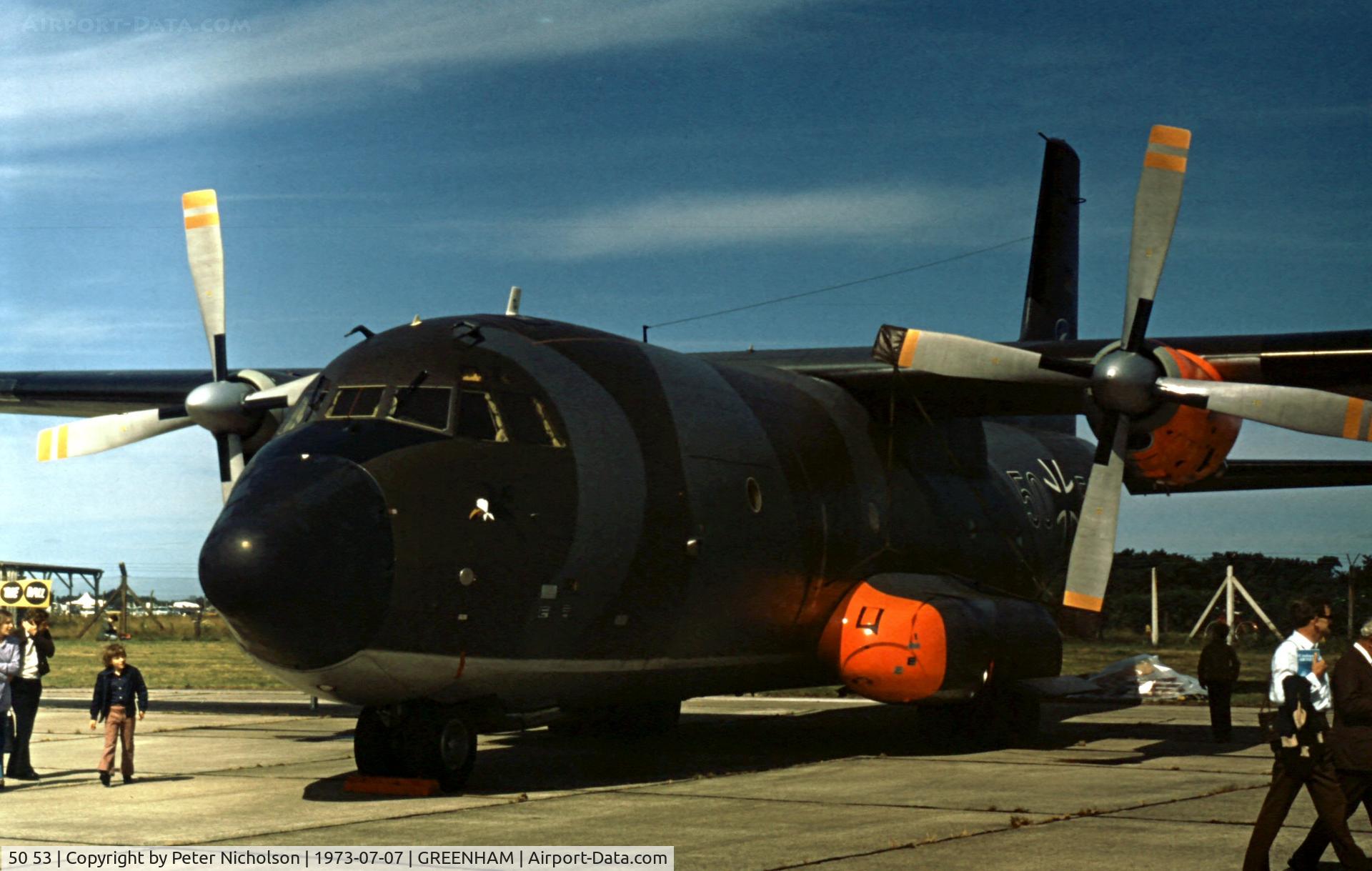 50 53, Transall C-160D C/N D75, C.160 Transall of FFS-S test centre at the 1973 Intnl Air Tattoo at RAF Greenham Common.