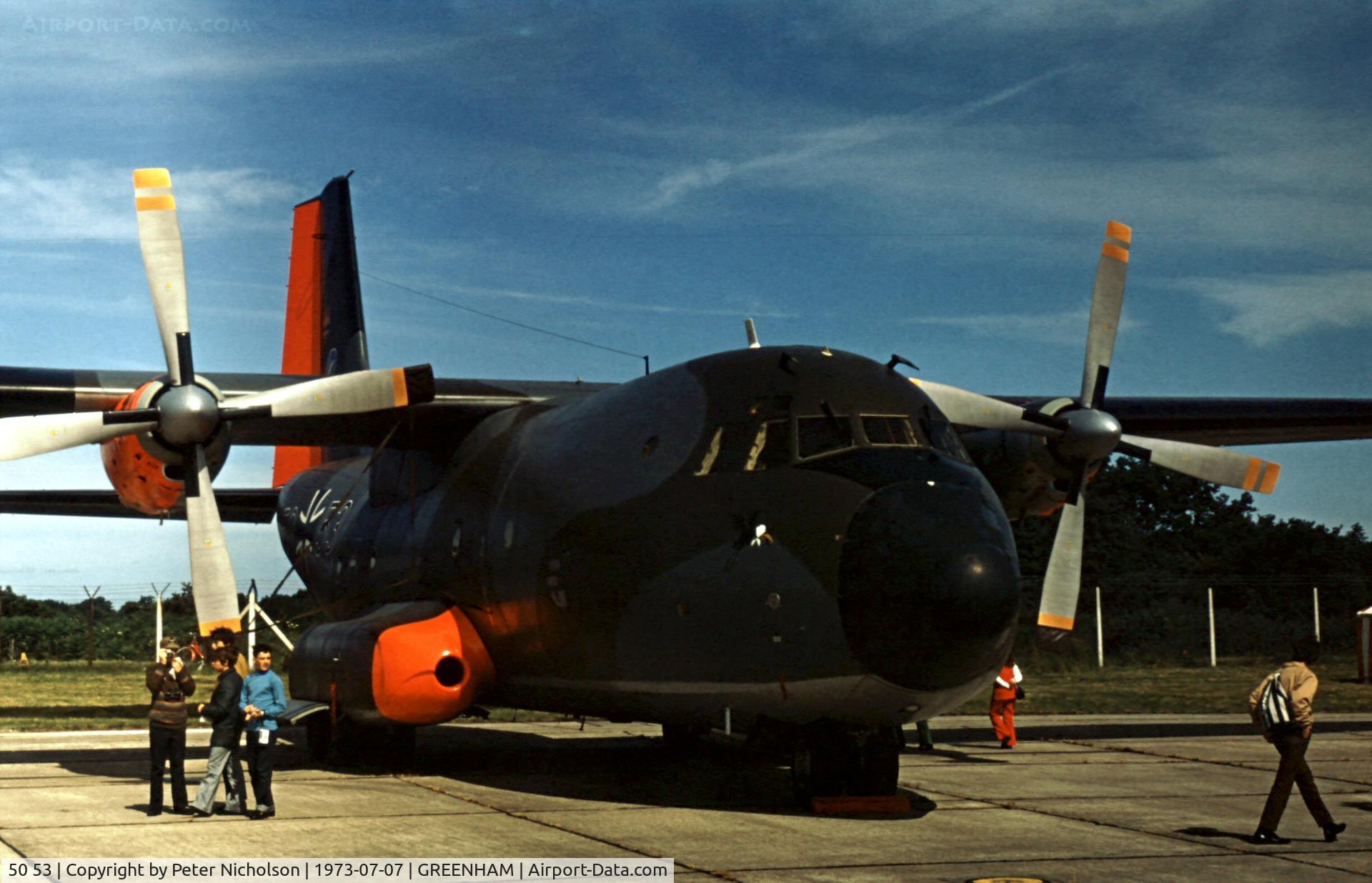 50 53, Transall C-160D C/N D75, Another view of the German Air Force Transall in the static park of the 1973 Intnl Air Tattoo at RAF Greenham Common.