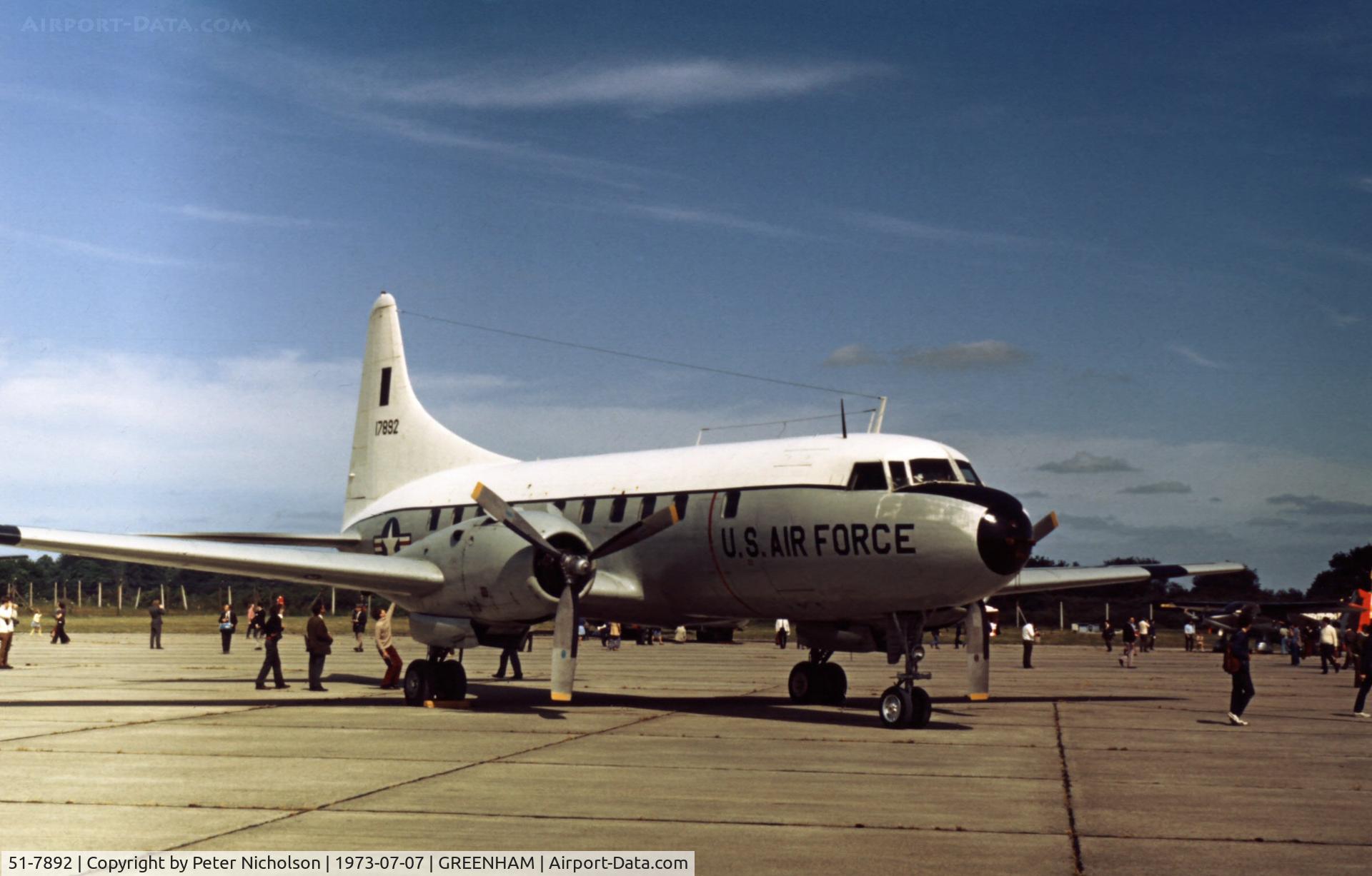 51-7892, 1951 Convair VT-29B C/N 240-304, Another view of the Convair VT-29B at the 1973 Intnl Air Tattoo at RAF Greenham Common.