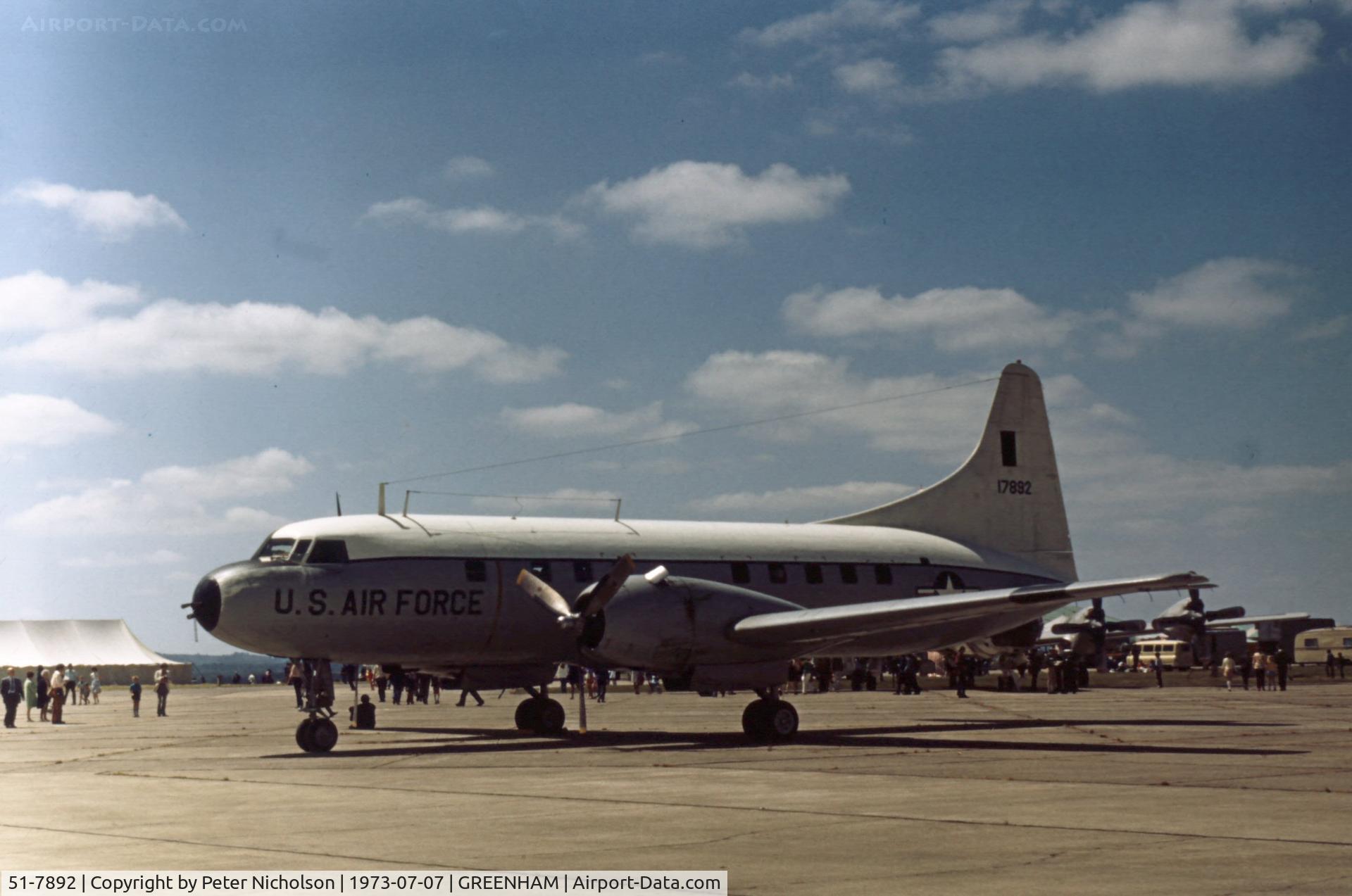 51-7892, 1951 Convair VT-29B C/N 240-304, Another view of the Convair VT-29B in the static park of the 1973 Intnl Air Tattoo at RAF Greenham Common.