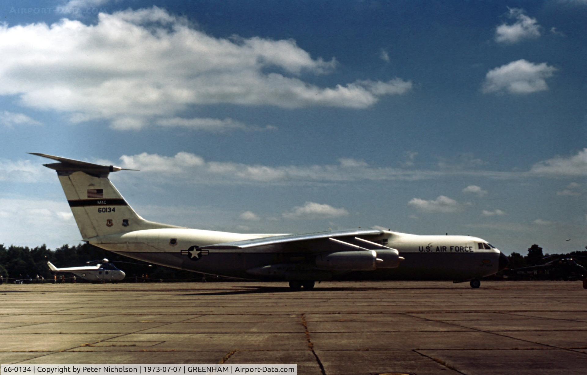 66-0134, 1966 Lockheed C-141A Starlifter C/N 300-6160, C-141A Starlifter of 437th Military Airlift Wing at the 1973 Intnl Air Tattoo at RAF Greenham Common.