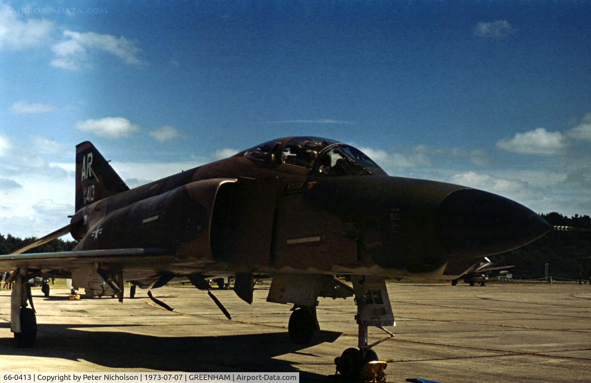 66-0413, 1966 McDonnell RF-4C Phantom II C/N 2078, Another view of the 10th Tactical Reconnaissance Wing's RF-4C on display at the 1973 Intl Air Tattoo at RAF Greenham Common.