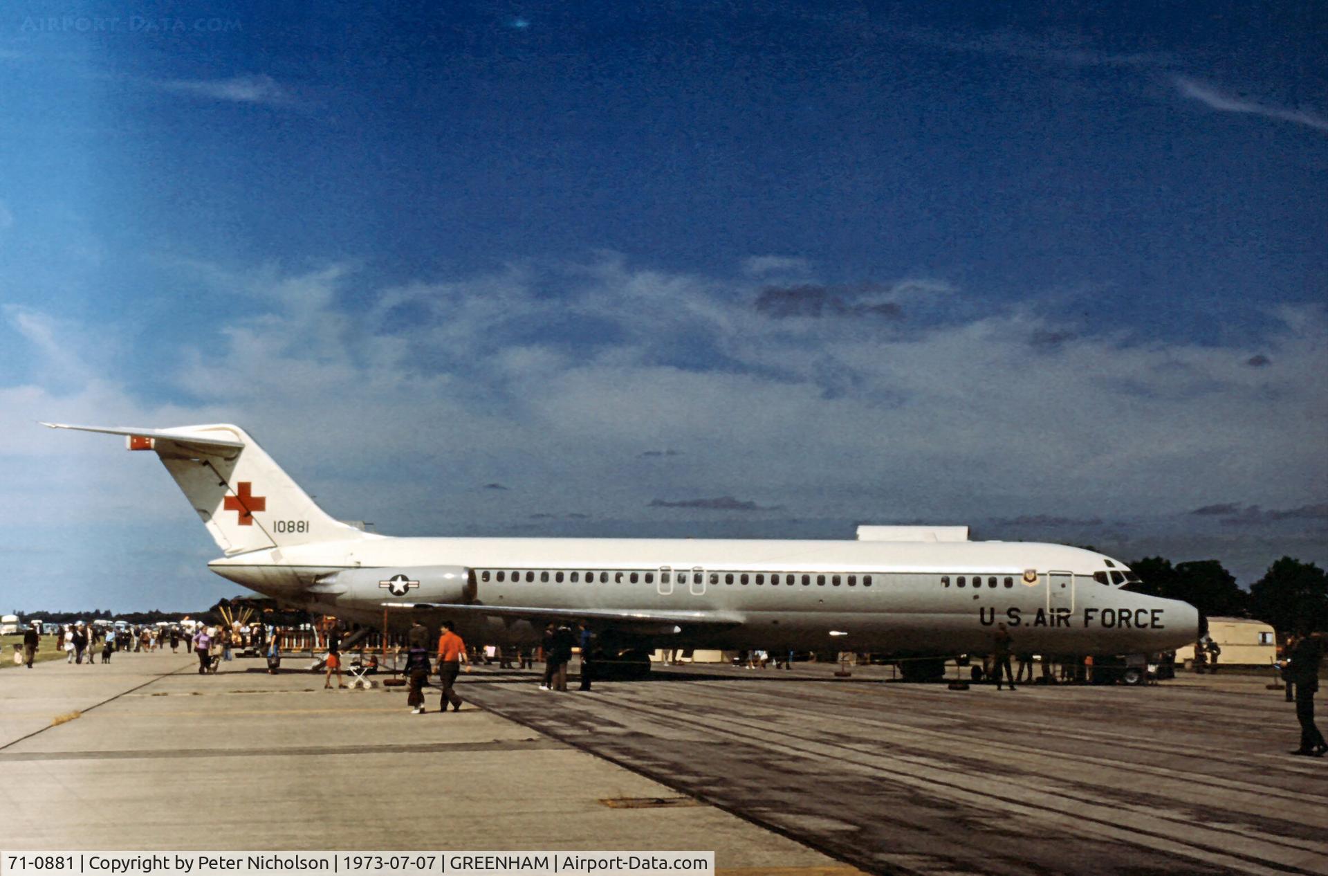 71-0881, 1971 McDonnell Douglas C-9A Nightingale C/N 47540, C-9A Nightingale of 439th Military Airlift Group at the 1973 Intnl Air Tattoo at RAF Greenham Common.