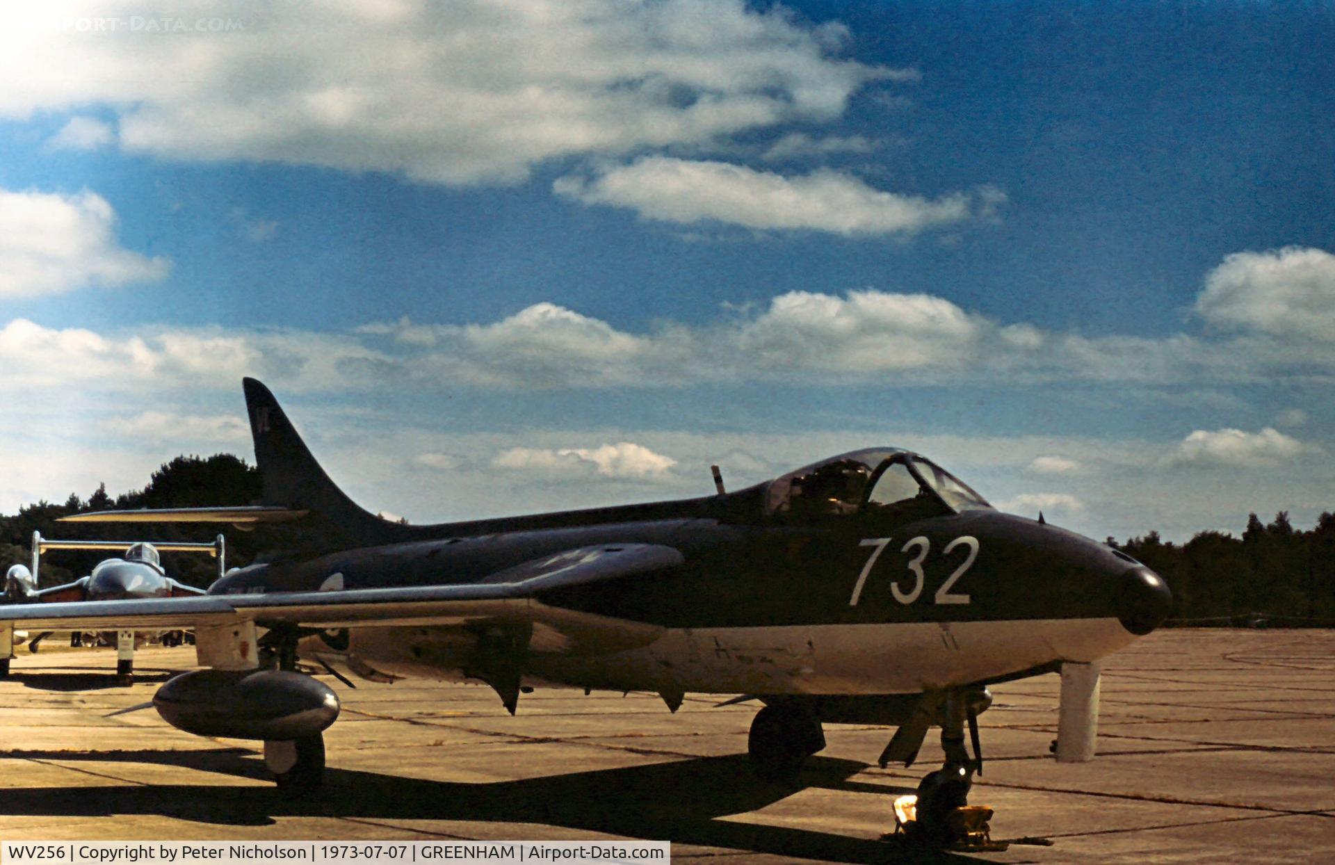 WV256, 1955 Hawker Hunter GA.11 C/N 41H/670762, Hunter GA.11 of the Royal Navy's Fleet Requirements and Air Direction Unit FRADU at the 1973 Intnl Air Tattoo at RAF Greenham Common.