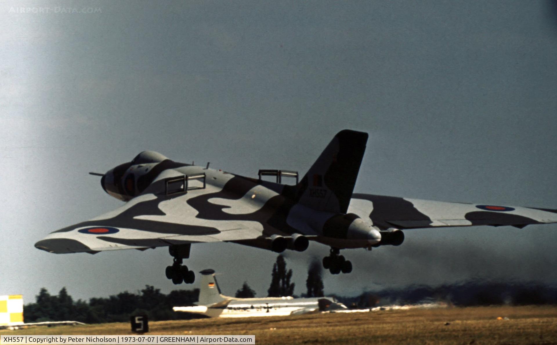 XH557, 1965 Avro Vulcan B.2 C/N Set 11, Vulcan B.2 of 50 Squadron at the 1973 Intnl Air Tattoo at RAF Greenham Common.