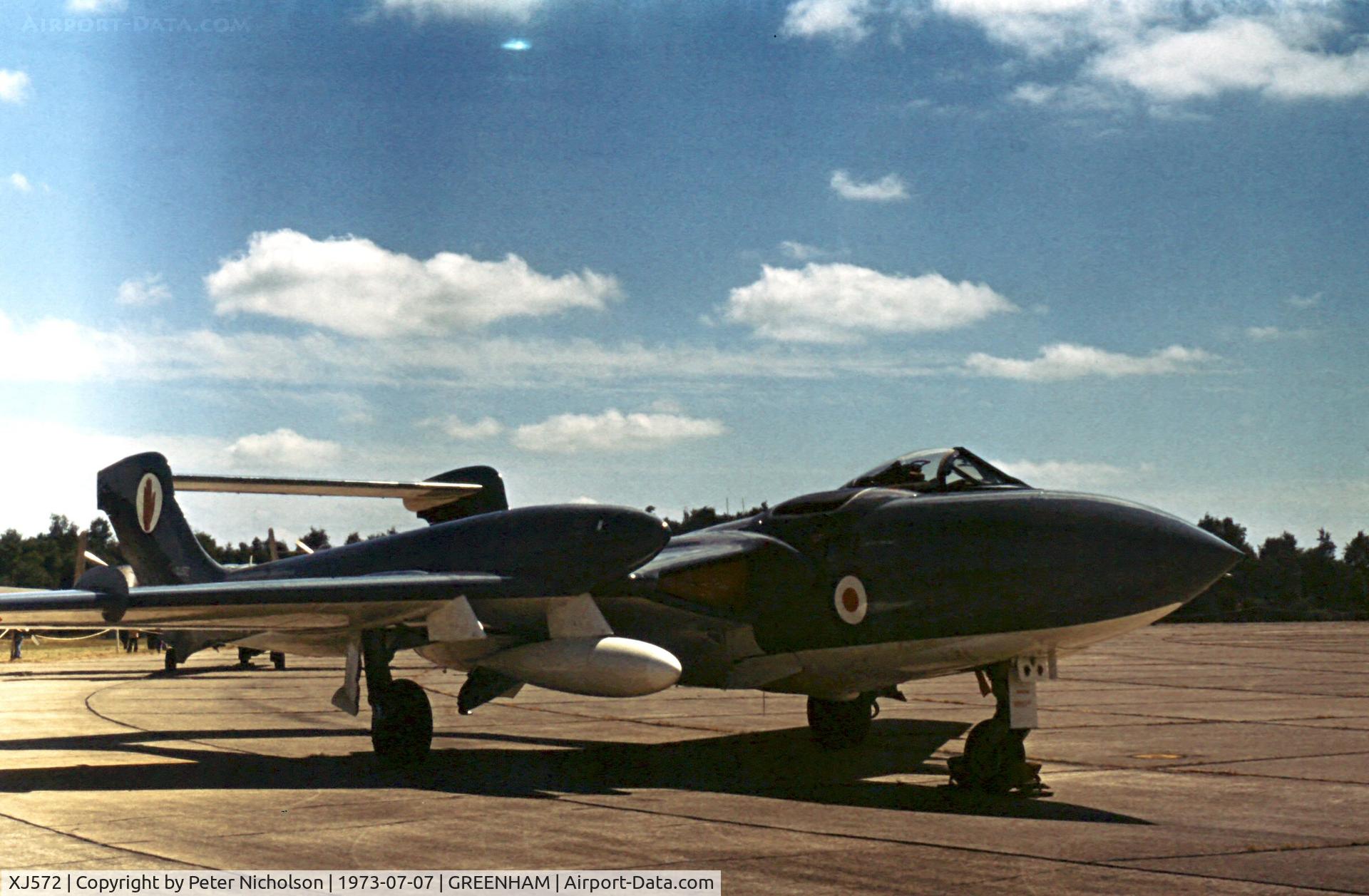 XJ572, 1960 De Havilland DH-110 Sea Vixen FAW.2 C/N 10034, The Royal Naval Yard at Sydenham's Sea Vixen attended the 1973 Intnl Air Tattoo at RAF Greenham Common.