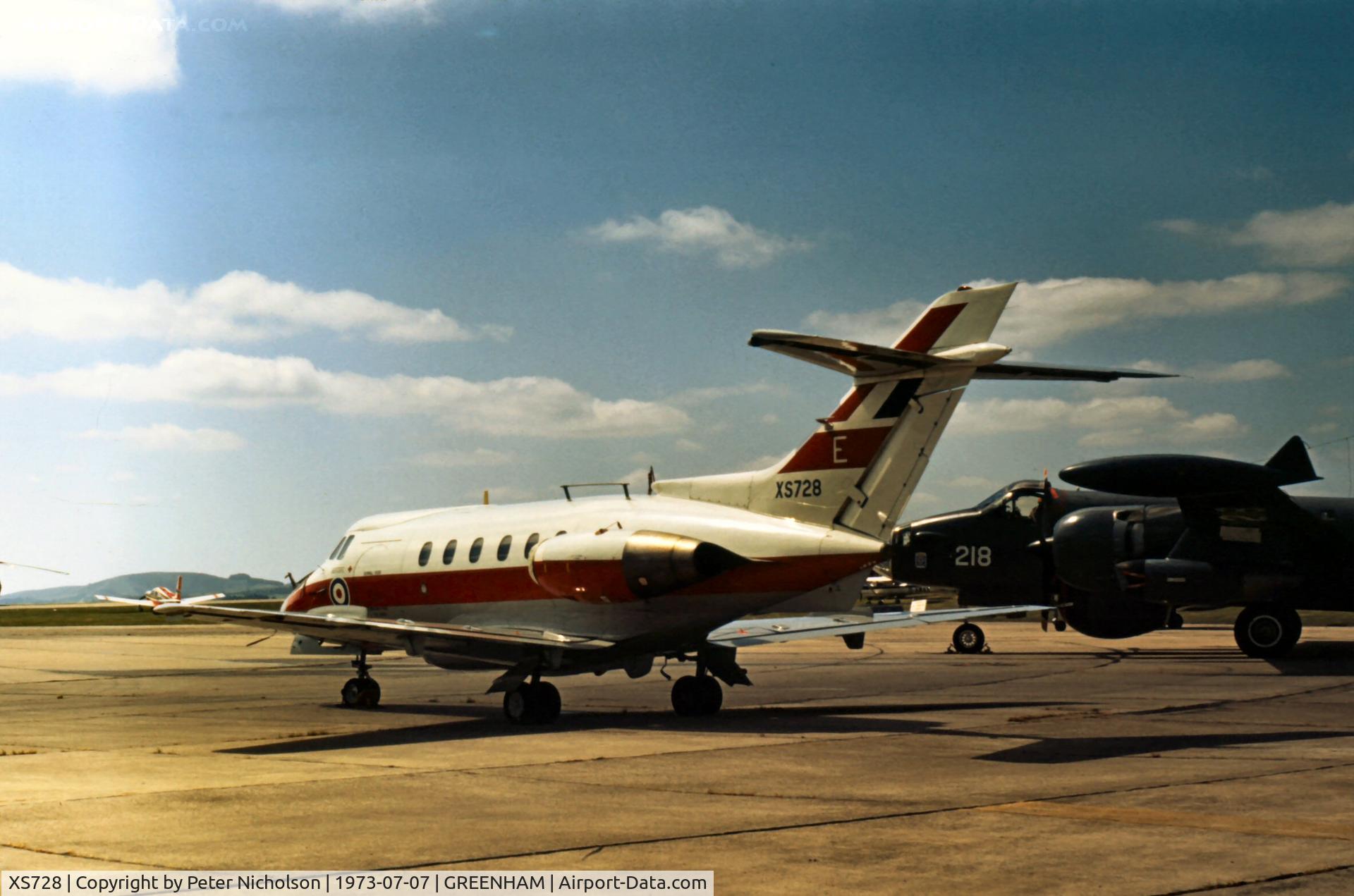 XS728, 1965 Hawker Siddeley HS.125 Dominie T.1 C/N 25048, Dominie T.1 of 6 Flying Training School in the static park of the 1973 Intnl Air Tattoo at RAF Greenham Common.