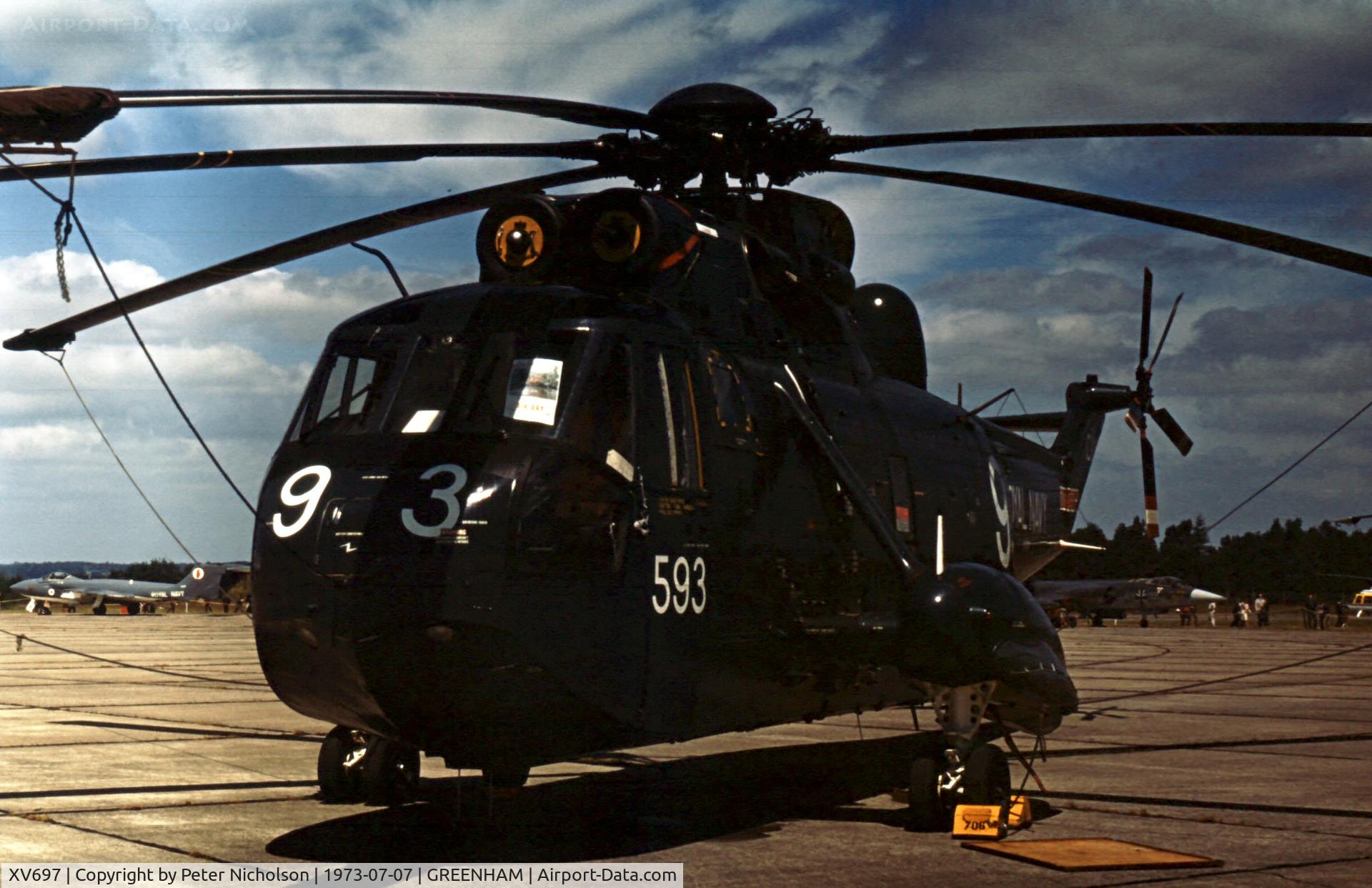 XV697, 1971 Westland Sea King HAS.1 C/N WA668, Sea King HAS.1 of 706 Squadron at the 1973 Intnl Air Tattoo at RAF Greenham Common.