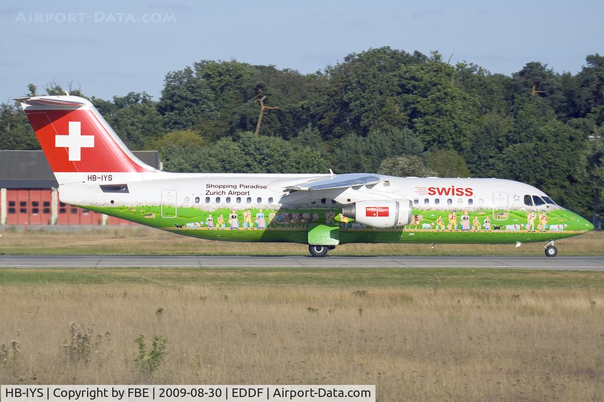 HB-IYS, 2001 British Aerospace Avro 146-RJ100 C/N E3381, nice advertising