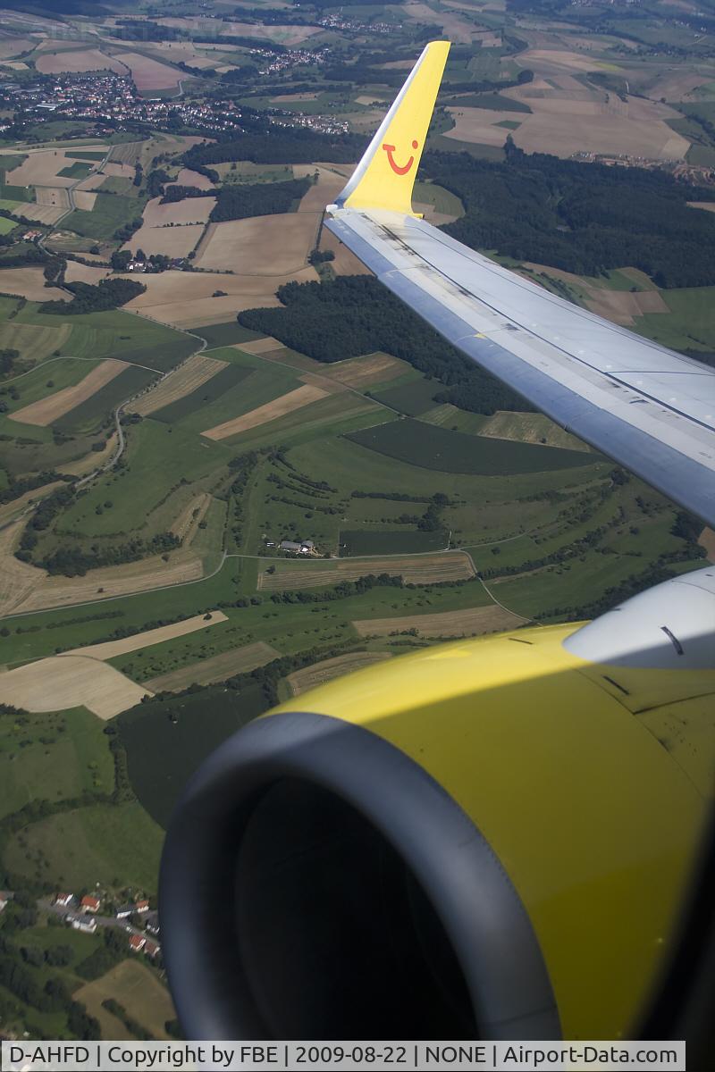 D-AHFD, 1998 Boeing 737-8K5 C/N 27978, moments after take off from Zweibrücken