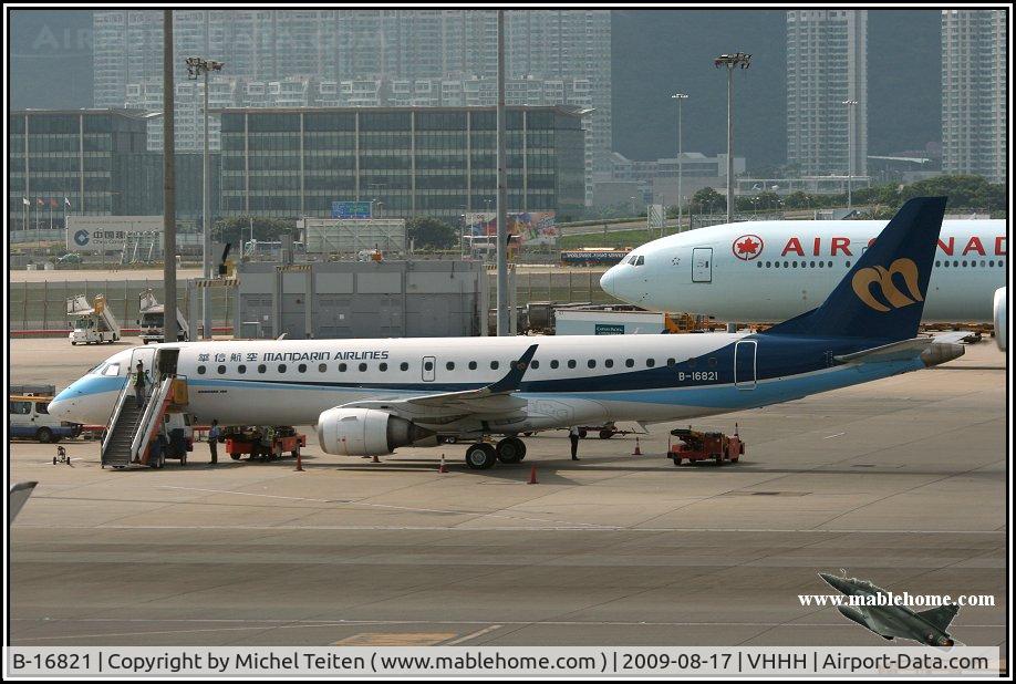 B-16821, 2007 Embraer 190AR (ERJ-190-100IGW) C/N 19000087, Mandarin Airlines