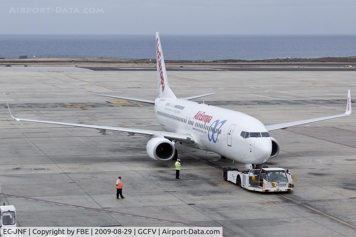 EC-JNF, 2006 Boeing 737-85P C/N 33977, pushback at Fuerteventura prior its flight to Madrid
