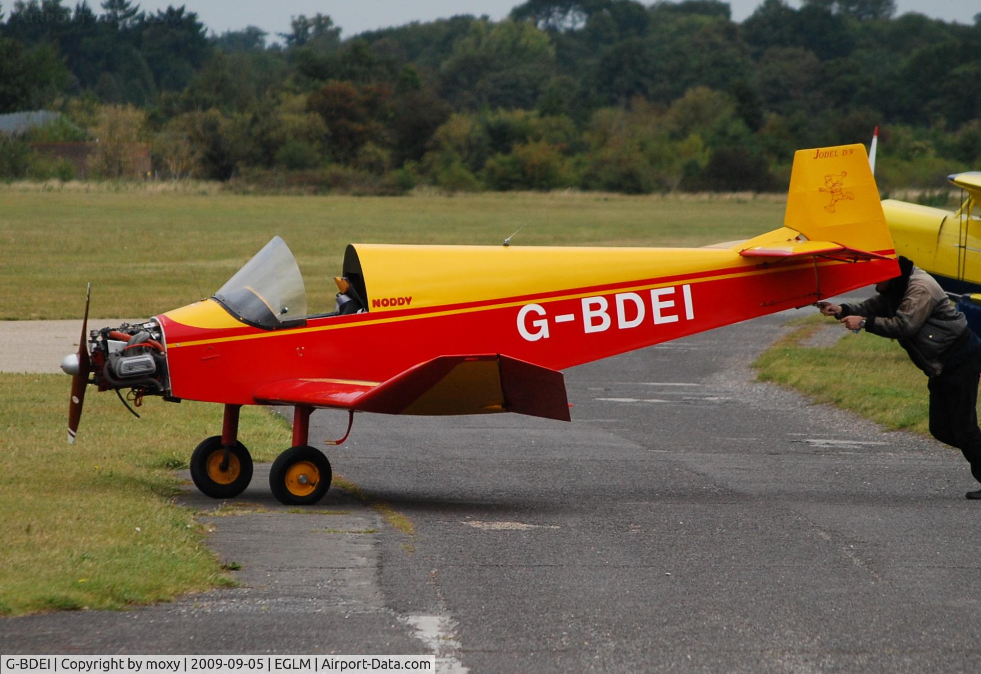 G-BDEI, 1977 Jodel D-9 Bebe C/N PFA 936, Jodel D9 - a pretty light aeroplane, finished for the day