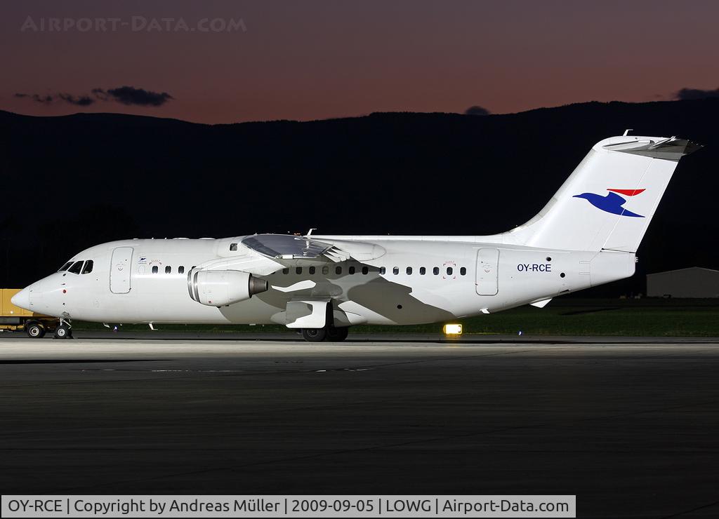 OY-RCE, 1993 British Aerospace Avro 146-RJ85 C/N E.2233, Football charter.