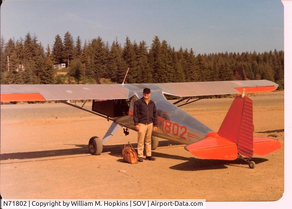 N71802, 1946 Luscombe 8A C/N 3229, Jack Hopkins with Luscombe N71802 at Seldovia, Alaska