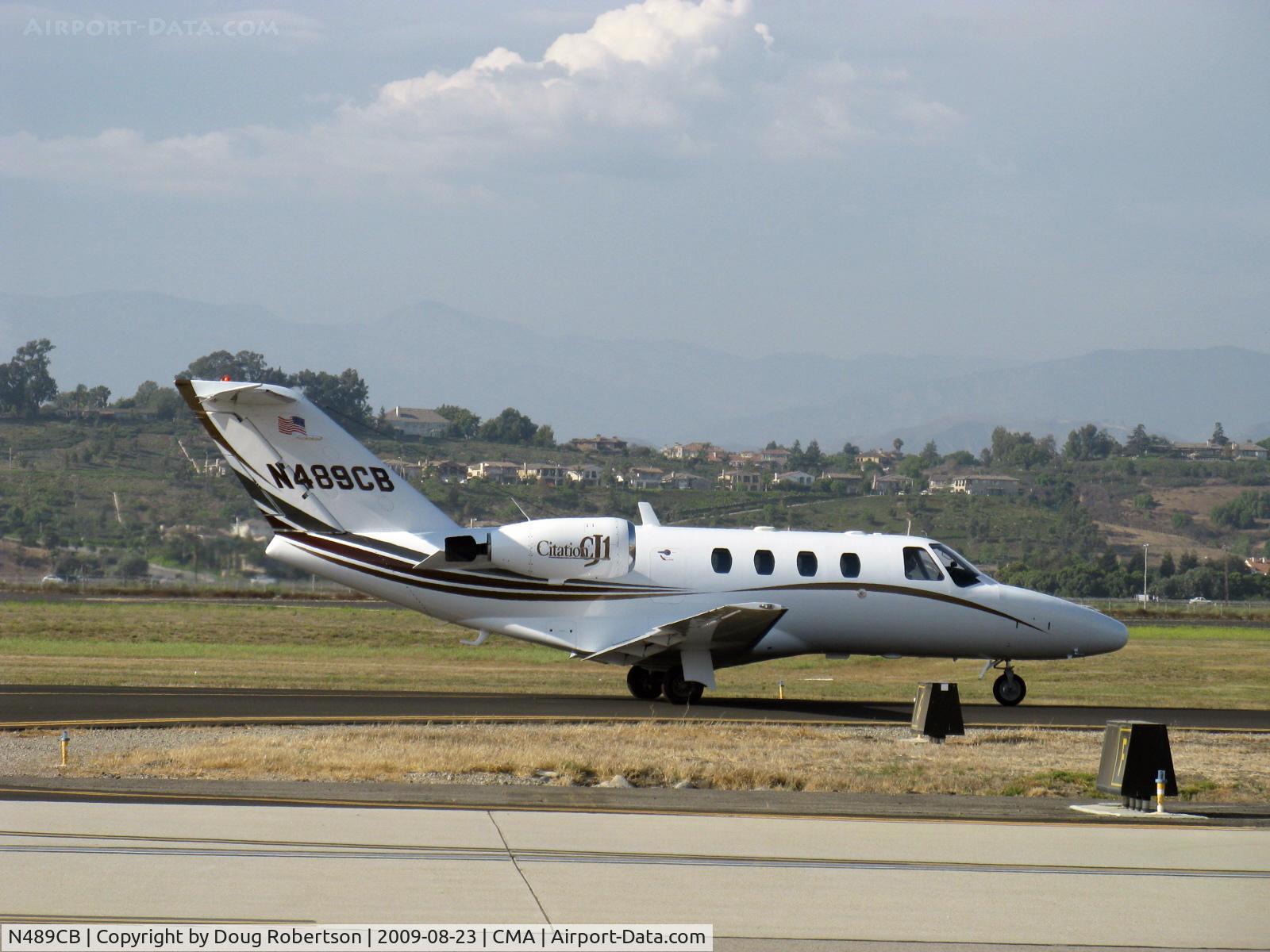 N489CB, 2002 Cessna 525 CitationJet CJ1 C/N 525-0489, 2002 Cessna 525 CITATION CJ1, two Wiliams FJ44-1A turbofans pod mounted with attenuators 1,900 lb st each, taxi