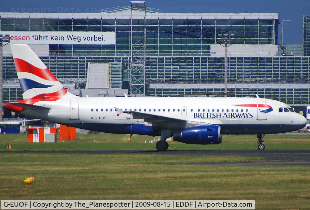 G-EUOF, 2001 Airbus A319-131 C/N 1590, Speedbird  backtracking Runway 25R to T2.