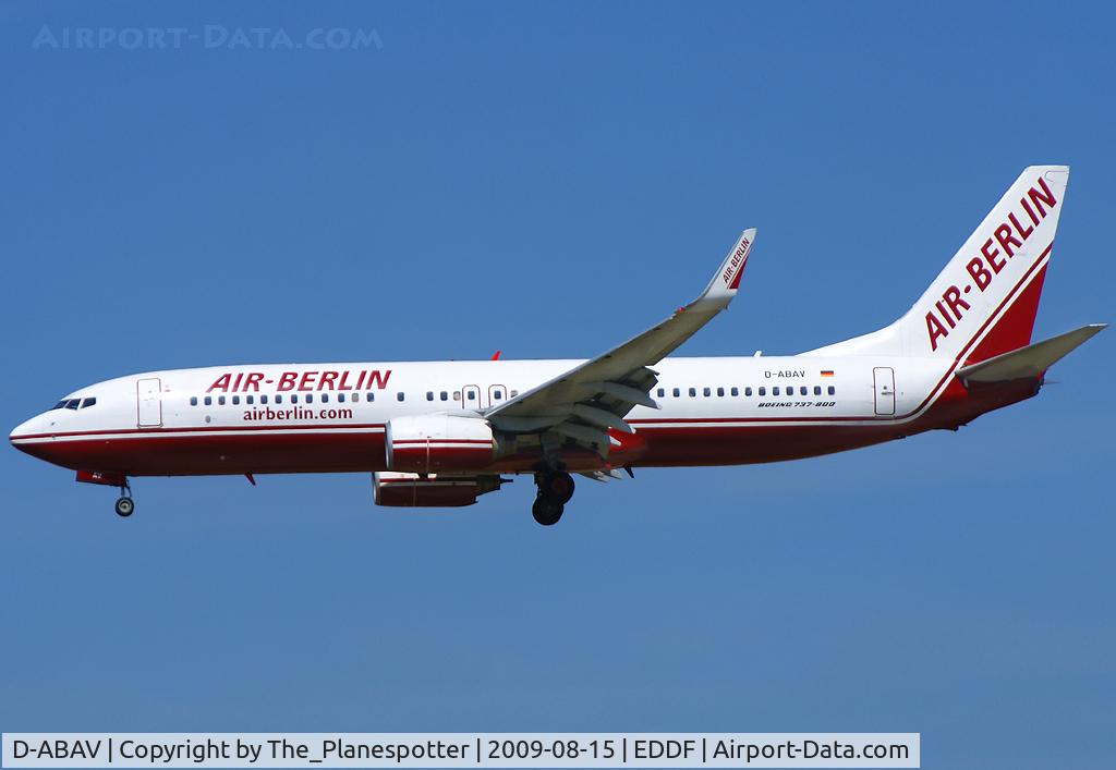 D-ABAV, 1999 Boeing 737-86J C/N 30498, AB in their Old Scheme. I must say that the new one looks much better on the Boeing 737.